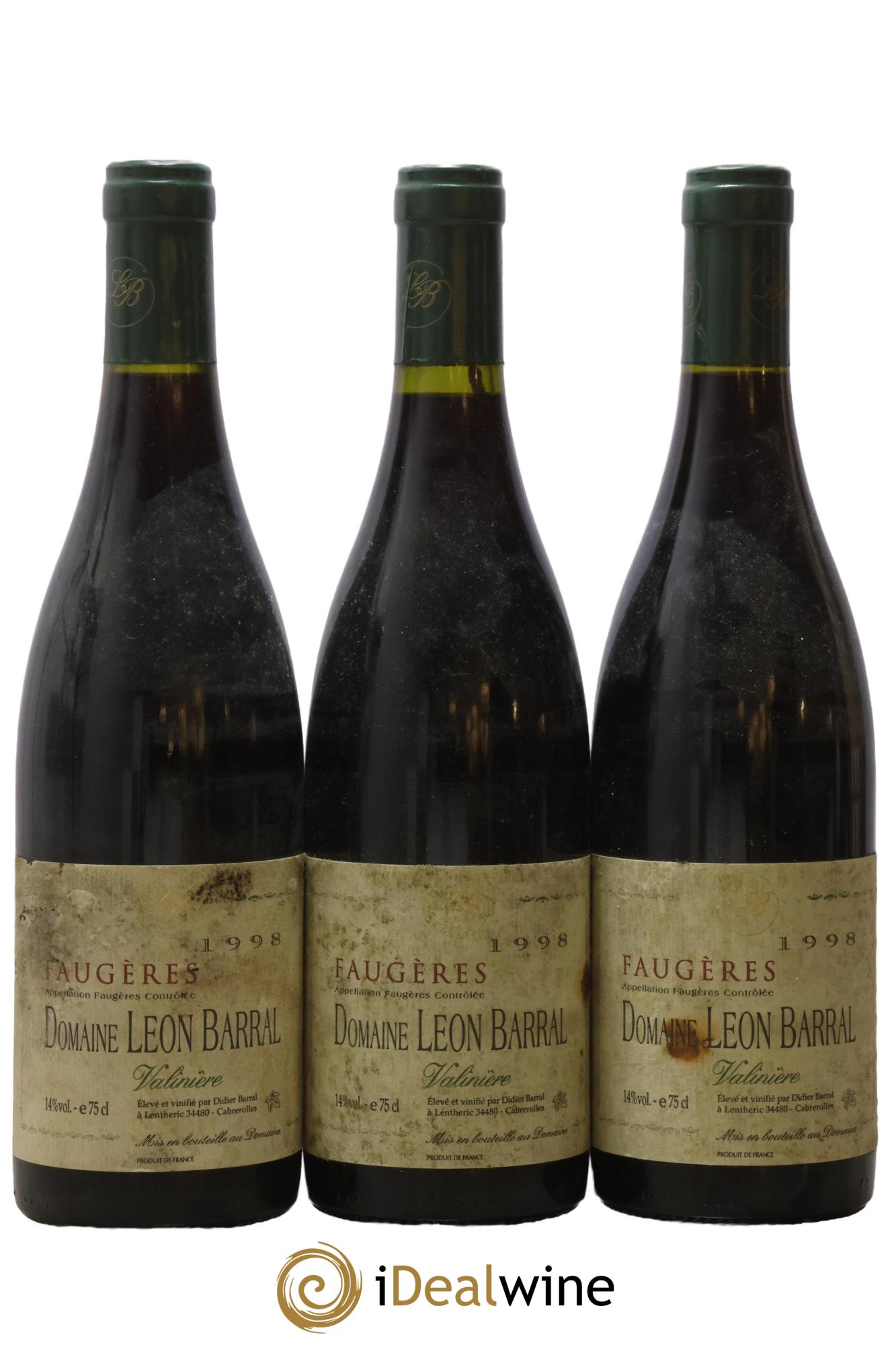 Faugères Valinière Domaine Léon Barral 1998 - Lot de 3 bouteilles - 0