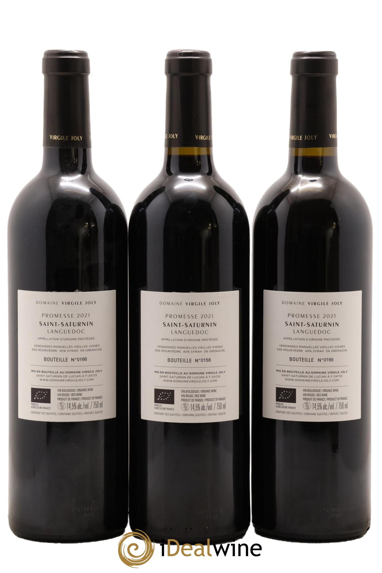 Languedoc Saint-Saturnin Promesse Domaine Virgile Joly 2021 - Lot of 3 bottles - 1