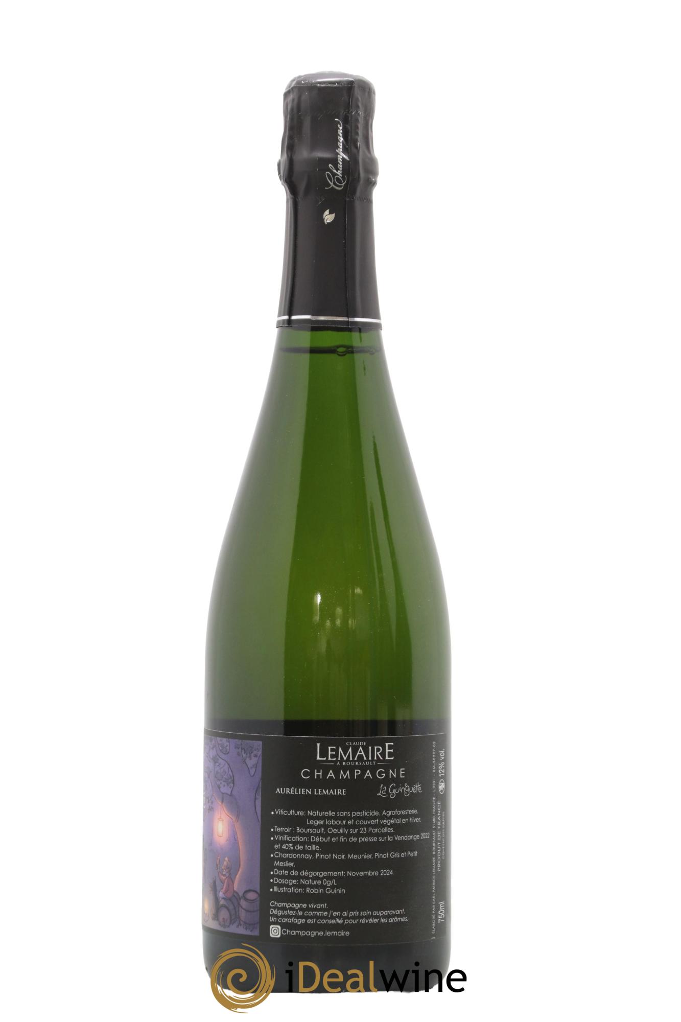 Champagne La Guinguette Aurélien Lemaire 2022 - Lot de 1 bouteille - 1