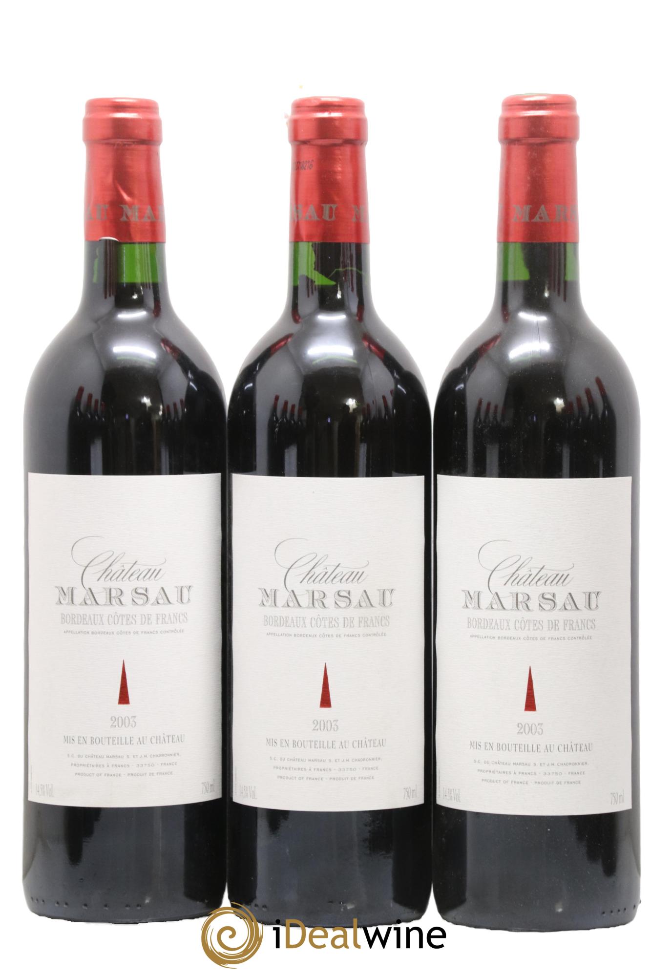 Côtes de Francs Château Marsau 2003 - Lotto di 12 bottiglie - 1