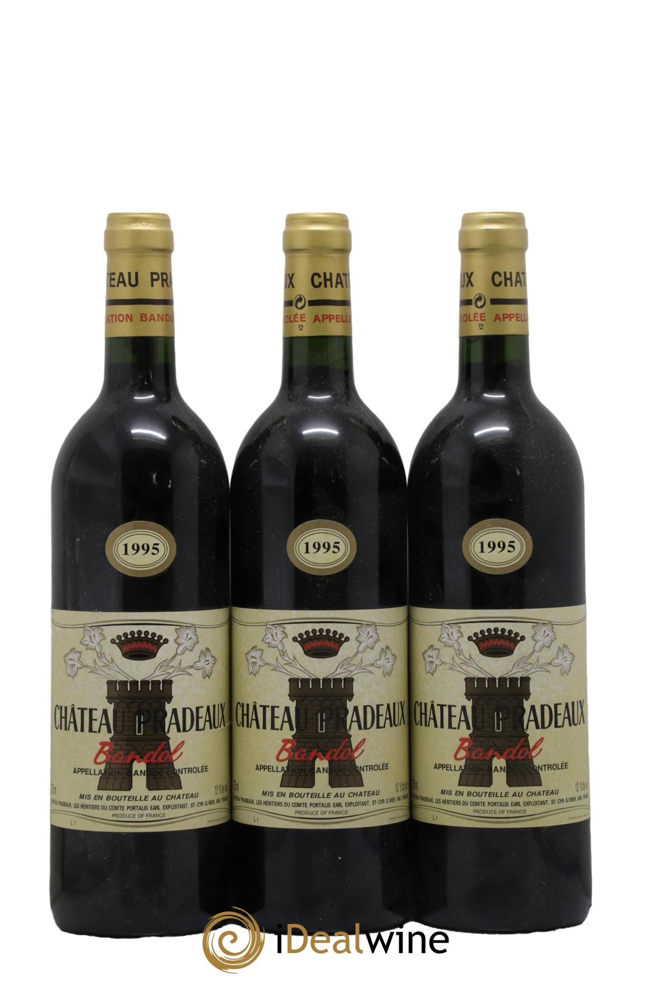 Bandol Château Pradeaux Famille Portalis 1995 - Lot de 3 bouteilles - 0