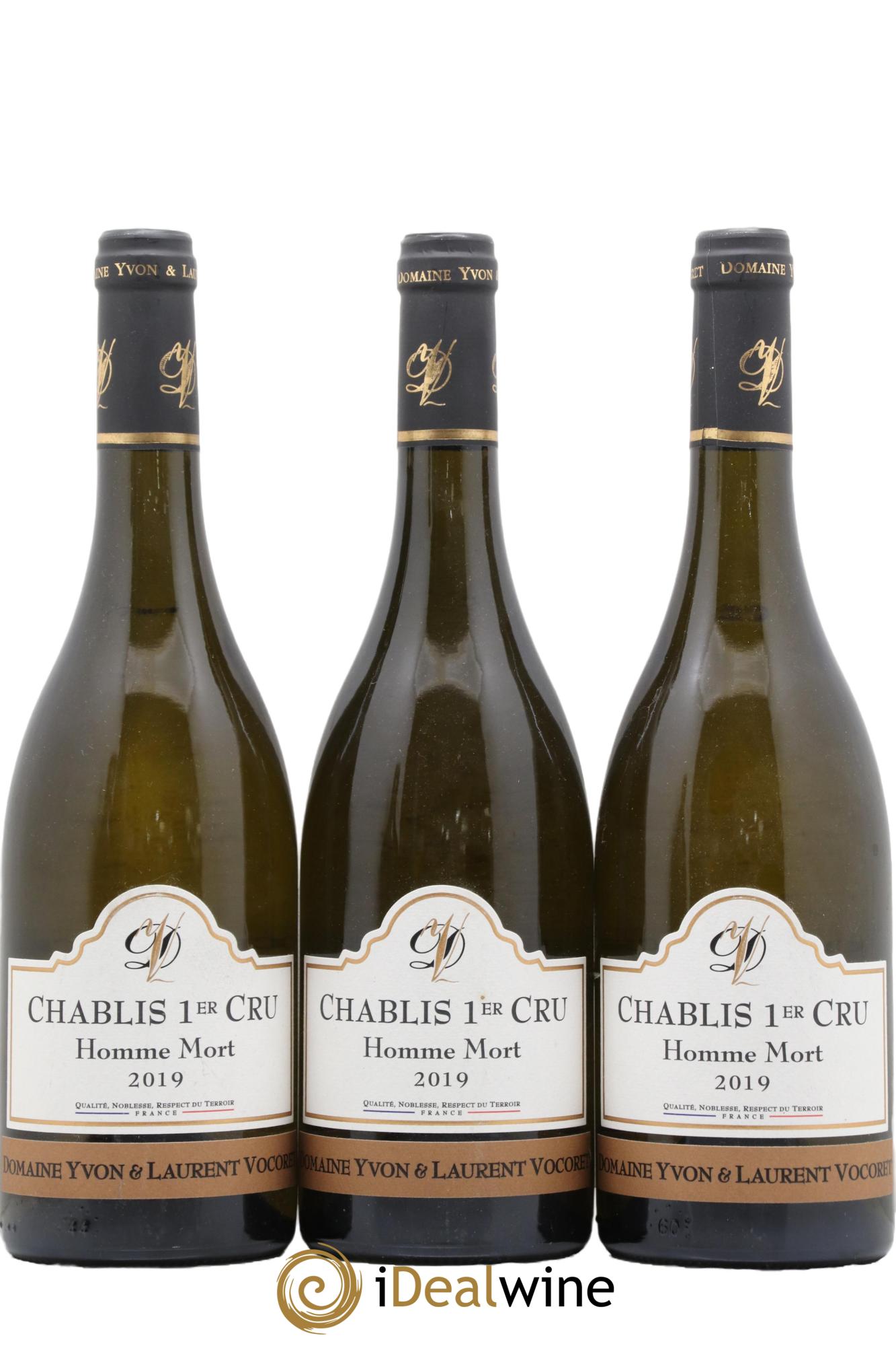 Chablis 1er Cru Homme Mort Yvon & Laurent Vocoret 2019 - Lot de 3 bouteilles - 0