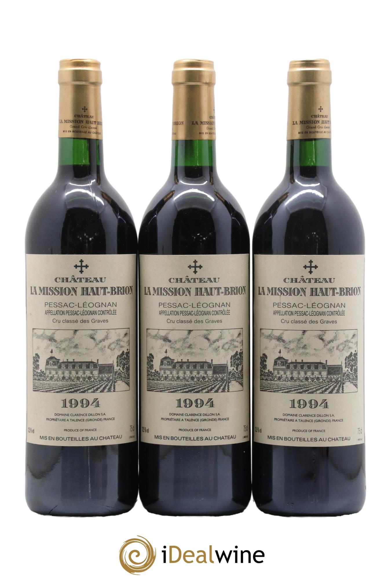 Château la Mission Haut-Brion Cru Classé de Graves 1994 - Lot de 3 bouteilles - 0