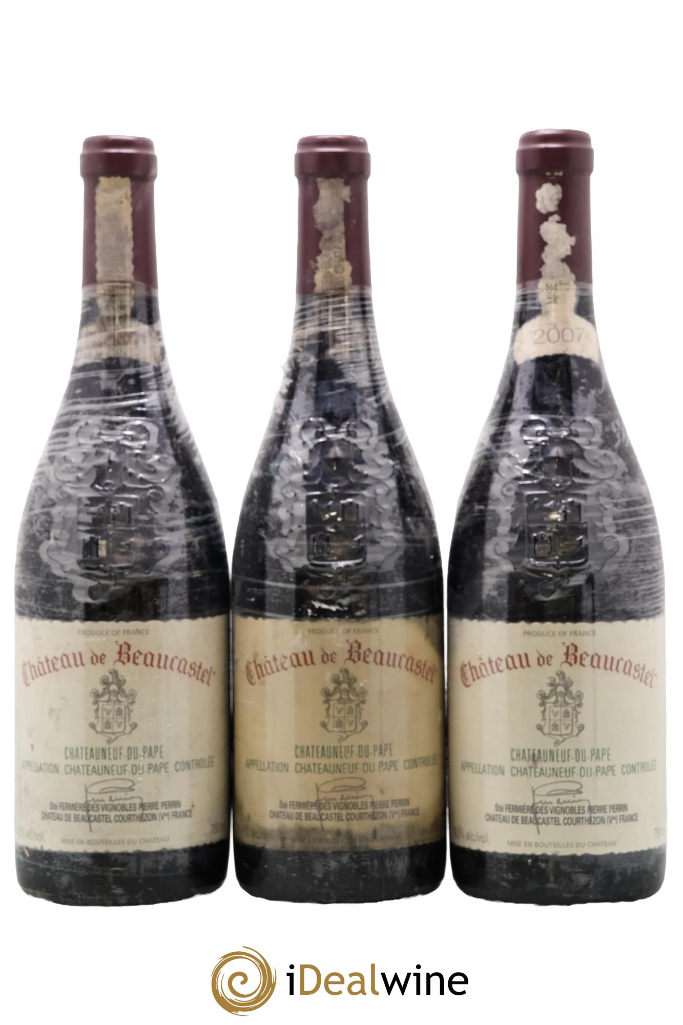 Châteauneuf-du-Pape Château de Beaucastel Famille Perrin 2007 - Lot of 3 bottles - 0