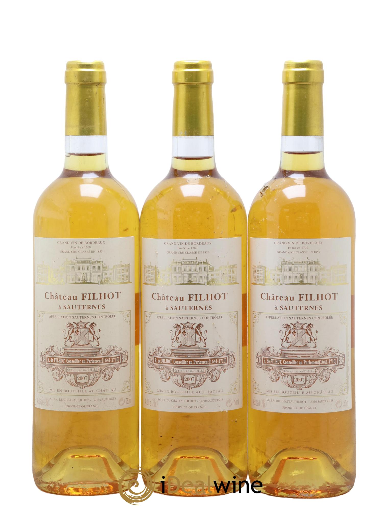 Château Filhot 2ème Grand Cru Classé 2007 - Lot de 3 bouteilles - 0