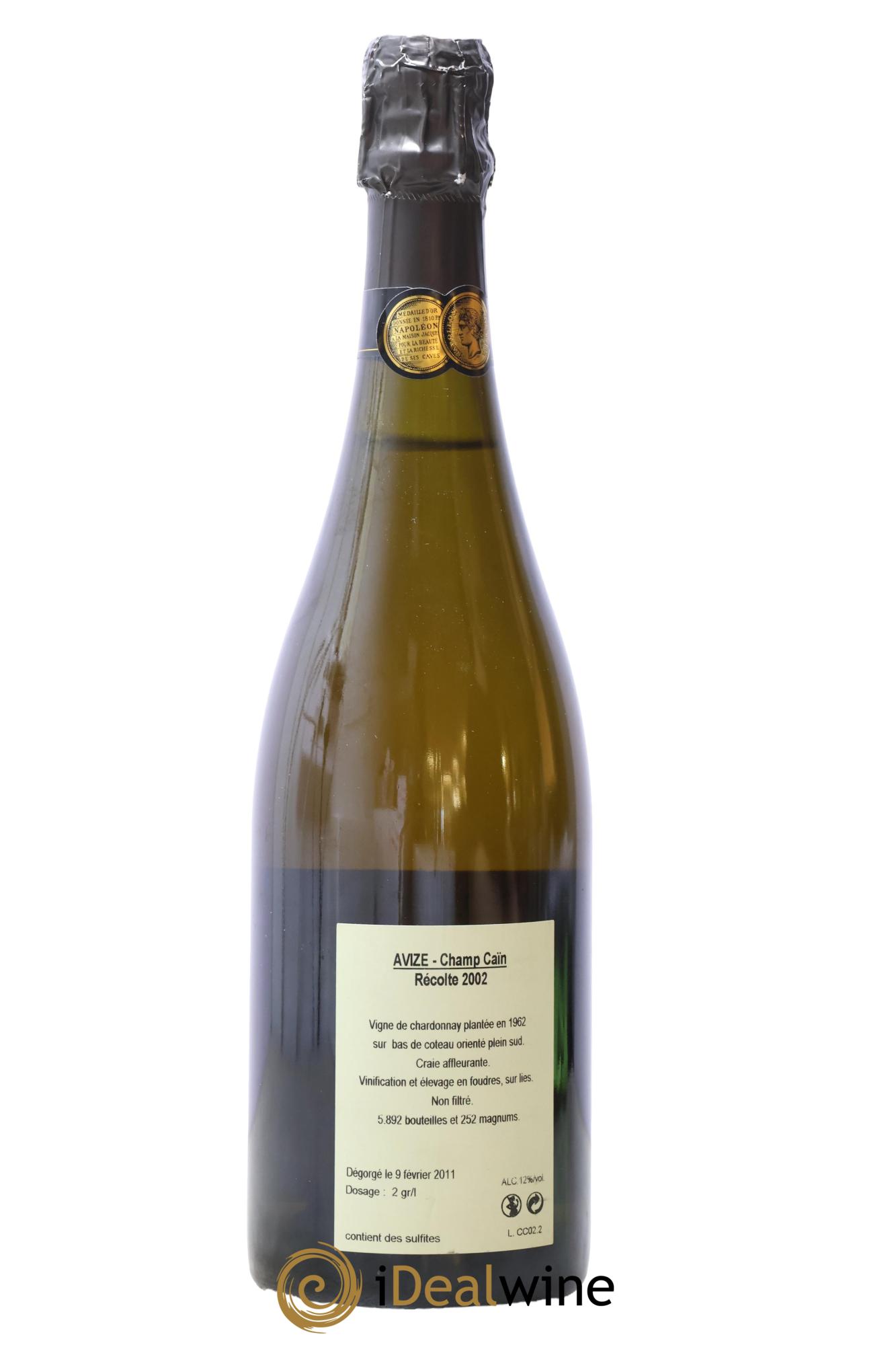 Avize Champ Caïn Extra-Brut Jacquesson 2002 - Lot de 1 bouteille - 1