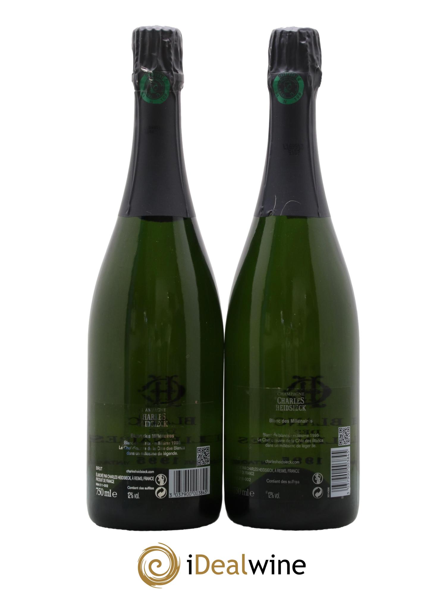 Blanc de Blancs Blanc des Millénaires Brut Charles Heidsieck 1995 - Lot de 2 bouteilles - 1
