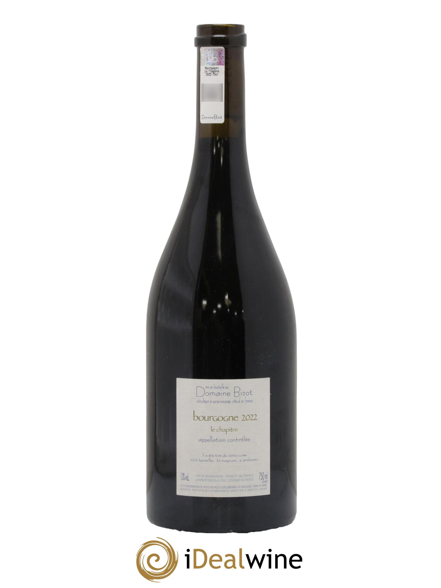 Bourgogne Le Chapitre Bizot (Domaine) 2022 - Lot de 1 bouteille - 1