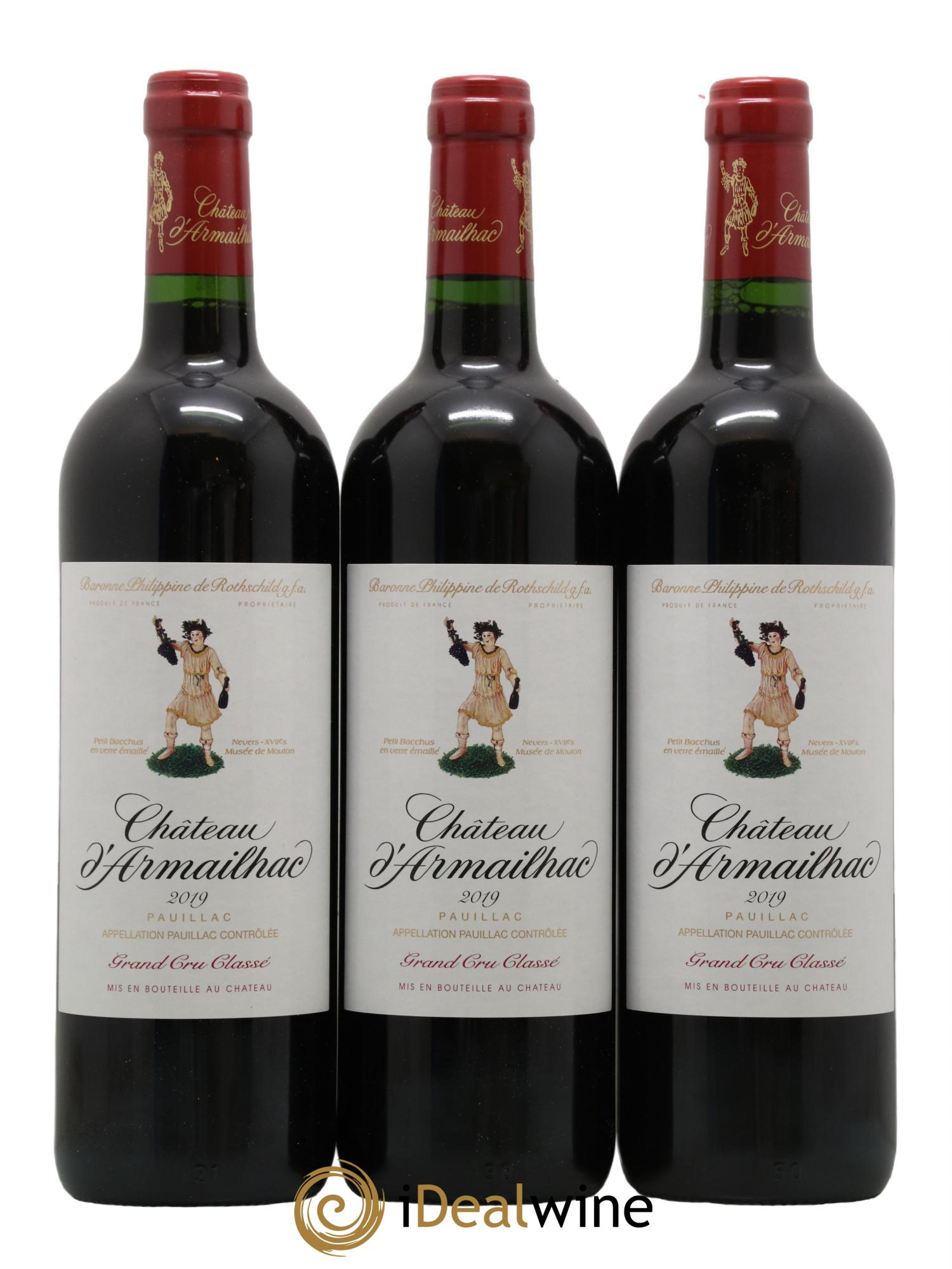 Château d' Armailhac - Mouton Baron(ne) Philippe 5ème Grand Cru Classé 2019 - Lot de 3 bouteilles - 0
