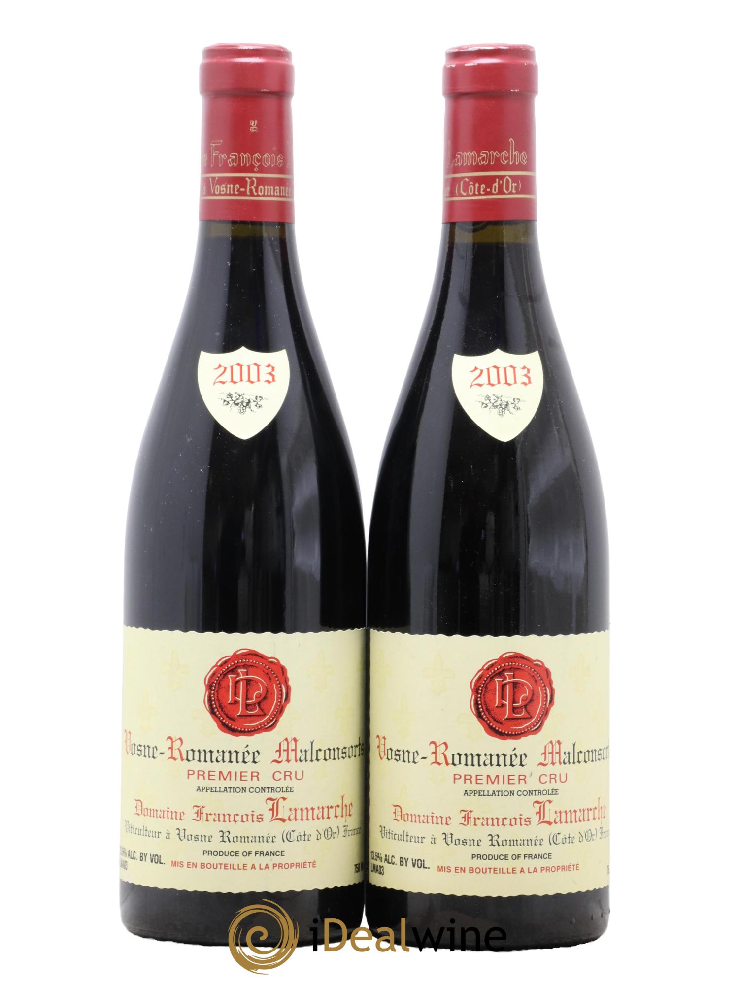 Vosne-Romanée 1er Cru Les Malconsorts Lamarche (Domaine) 2003 - Lot de 2 bouteilles - 0