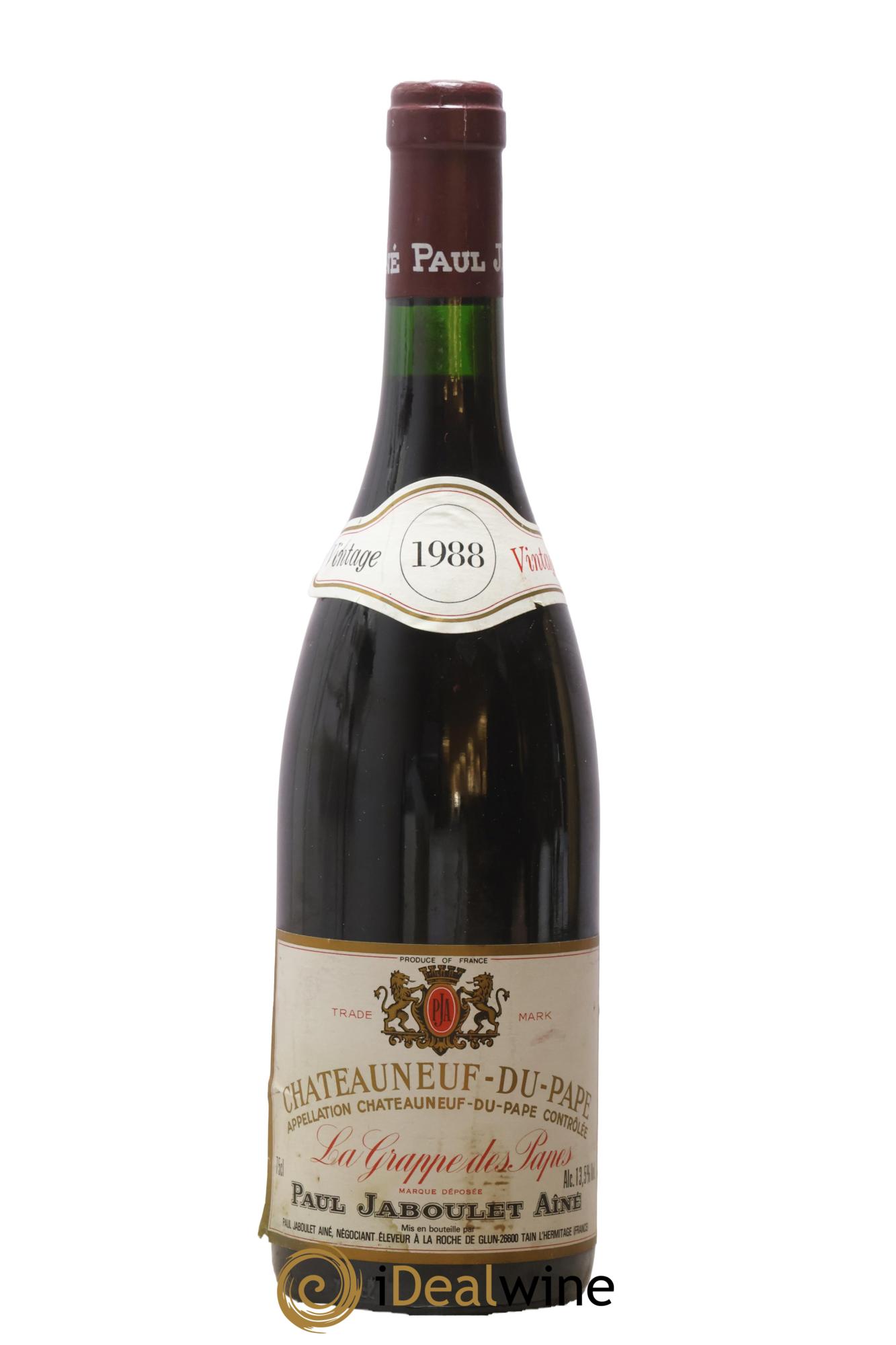 Châteauneuf-Du-Pape La Grappe des Papes Paul Jaboulet Aîné 1988 - Lot de 1 bouteille - 0