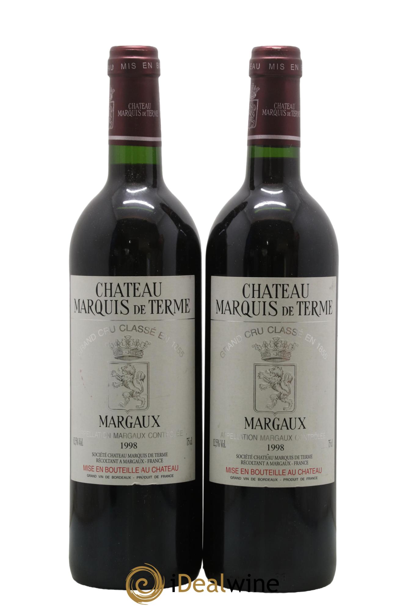 Château Marquis de Terme 4ème Grand Cru Classé 1998 - Lotto di 2 bottiglie - 0