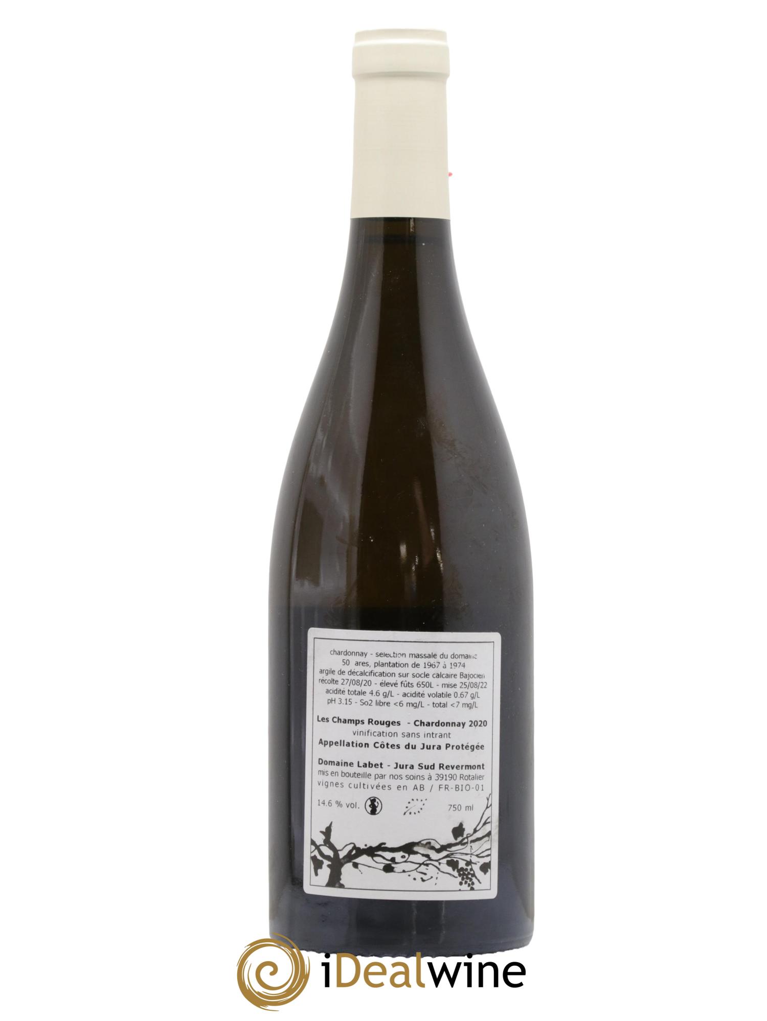 Côtes du Jura Chardonnay Les Champs Rouges Romain - Julien - Charline Labet 2020 - Lot de 1 bouteille - 1
