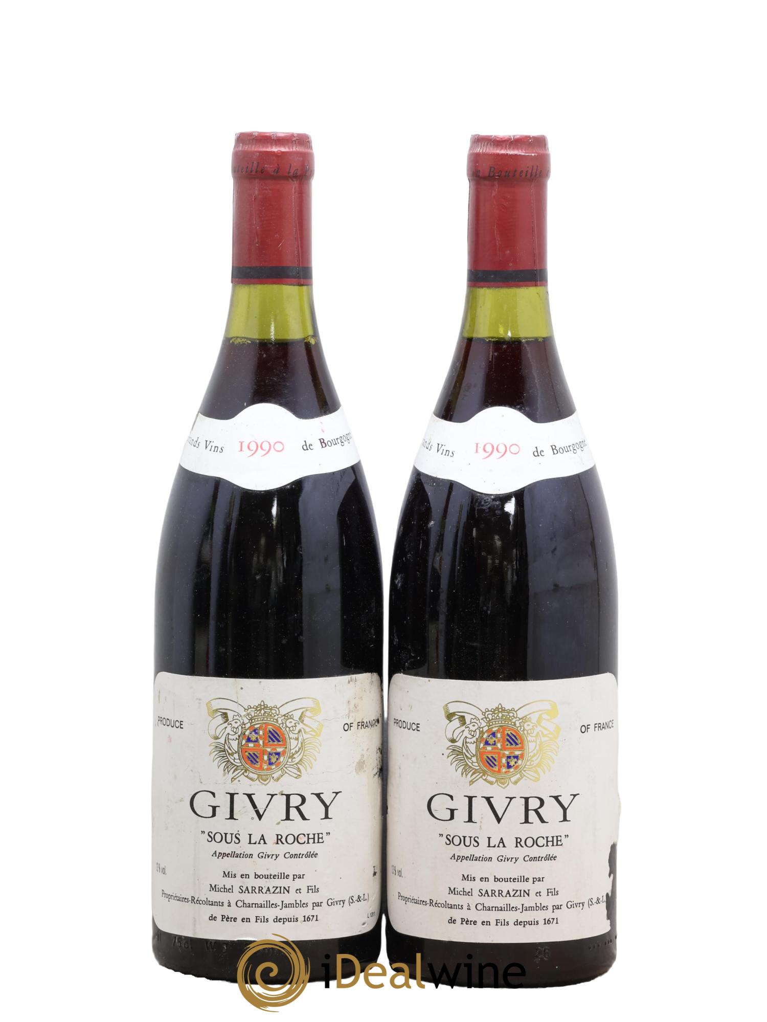 Givry Sous la Roche Domaine Michel Sarrazin 1990 - Lotto di 2 bottiglie - 0