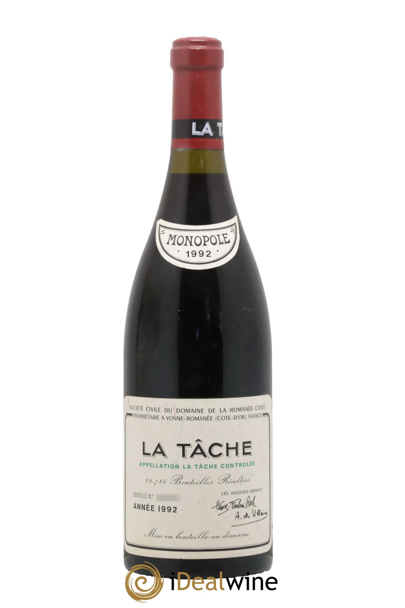 La Tâche Grand Cru Domaine de la Romanée-Conti 1992 - Lot de 1 bouteille - 0