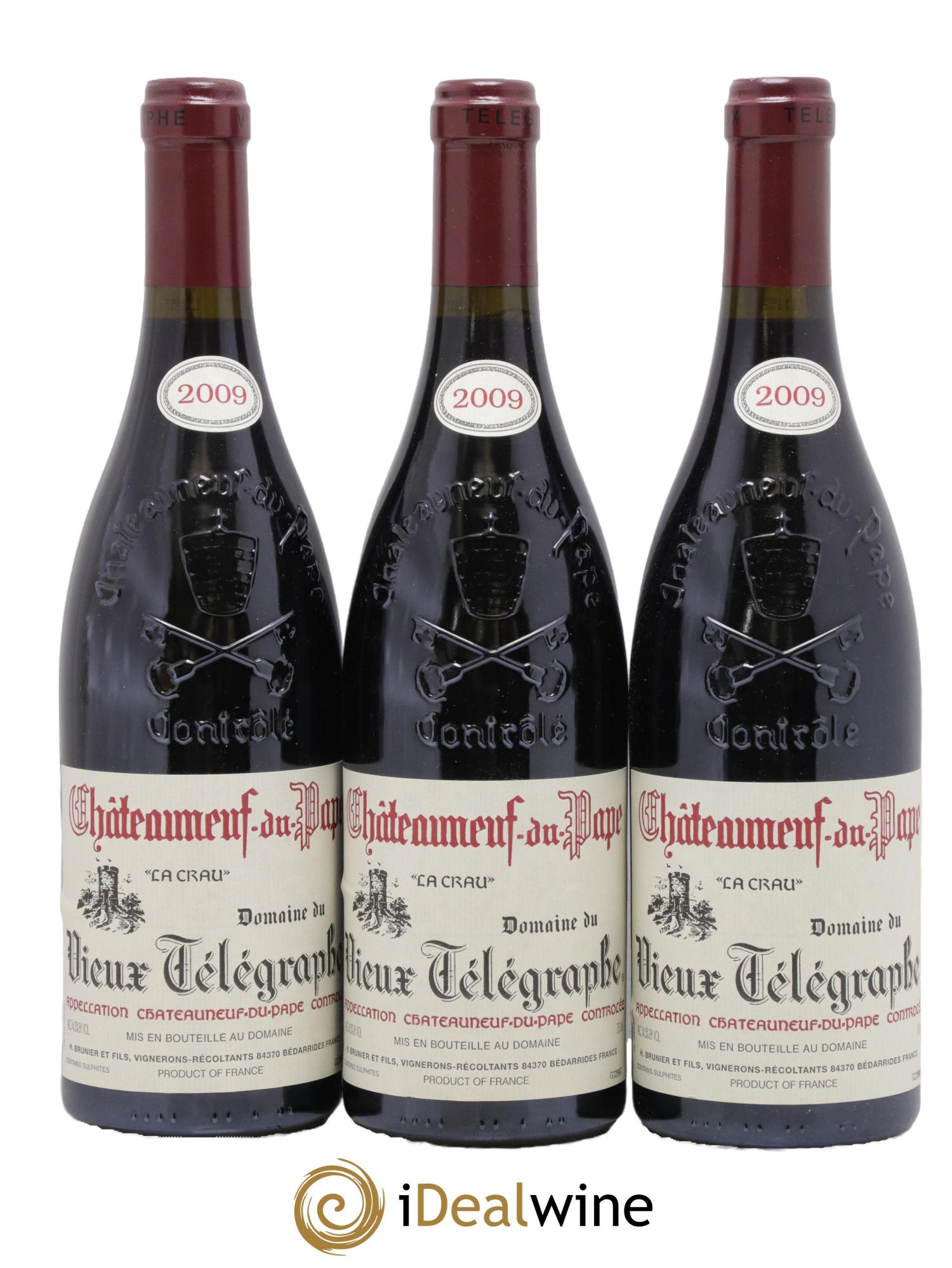 Châteauneuf-du-Pape Vieux Télégraphe (Domaine du) Vignobles Brunier 2009 - Lot de 3 bouteilles - 0