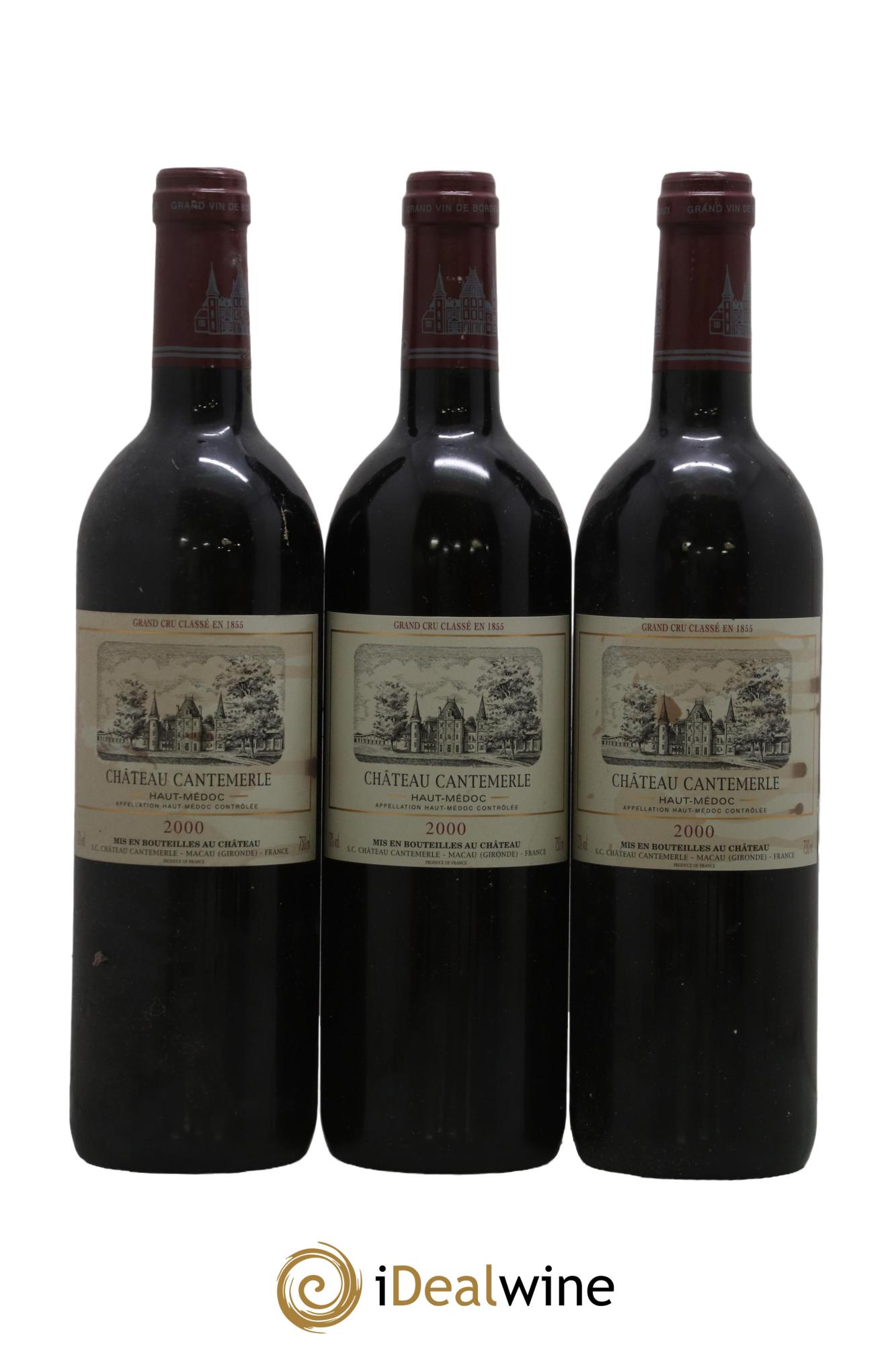 Château Cantemerle 5ème Grand Cru Classé 2000 - Lot de 3 bouteilles - 0