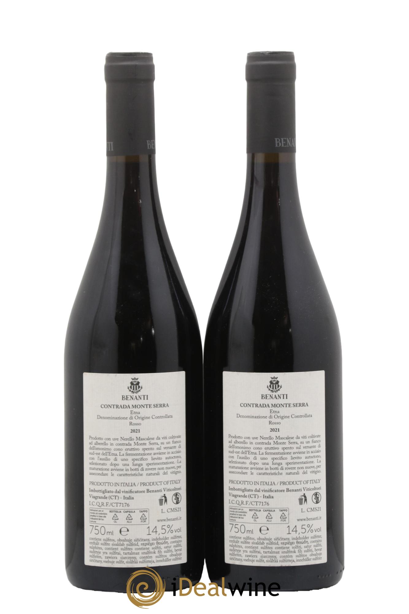 Italie Etna Rosso Contrada Monte Serra Benanti 2021 - Lot de 2 bouteilles - 1
