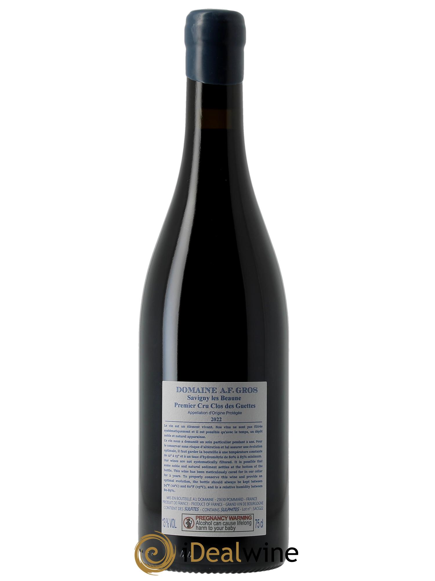 Savigny-lès-Beaune 1er Cru Clos des Guettes A.-F. Gros 2022 - Lot of 1 bottle - 2