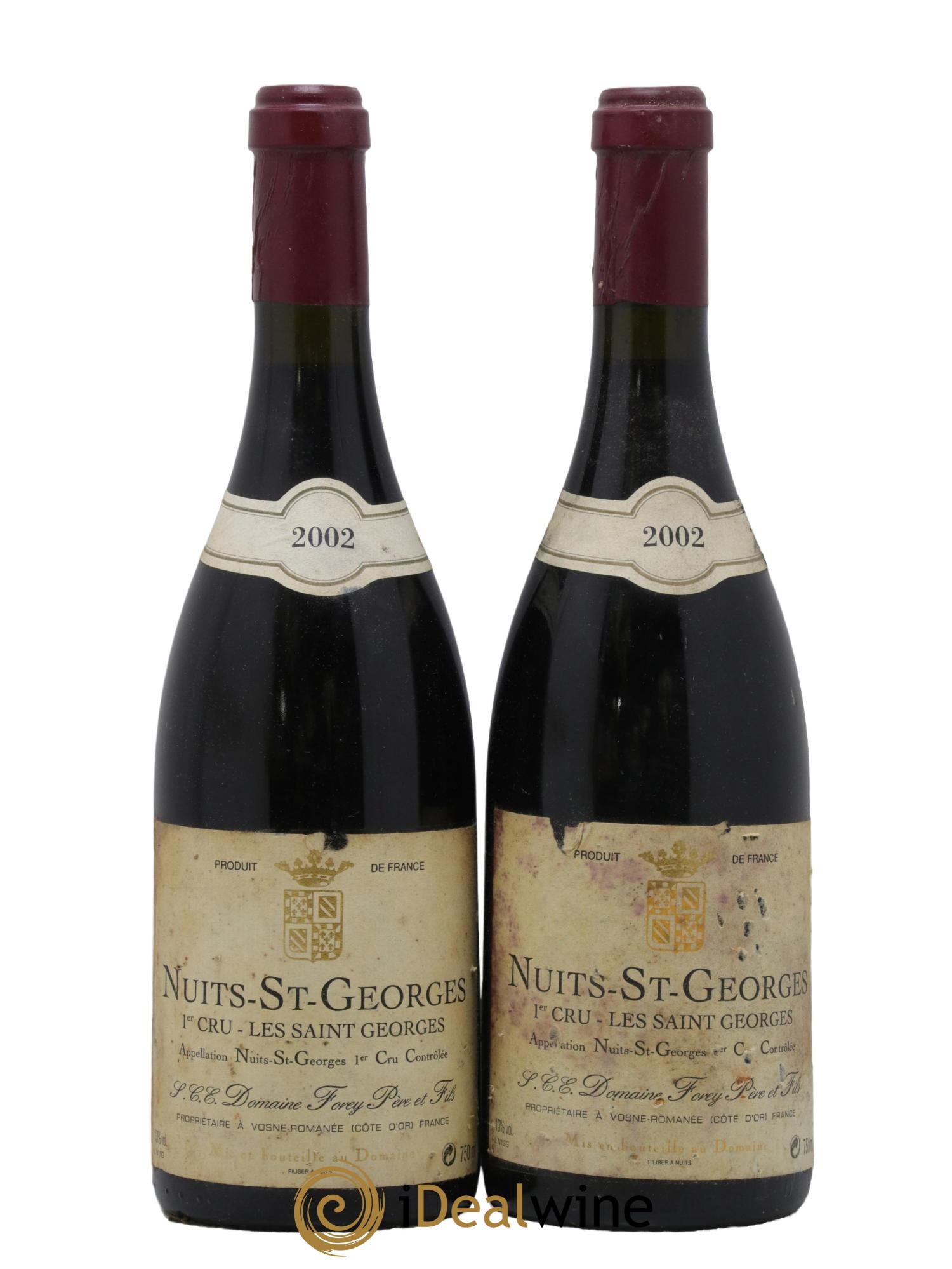 Nuits-Saint-Georges 1er Cru Les Saint-Georges Forey Père et Fils (Domaine) 2002 - Lot de 2 bouteilles - 0
