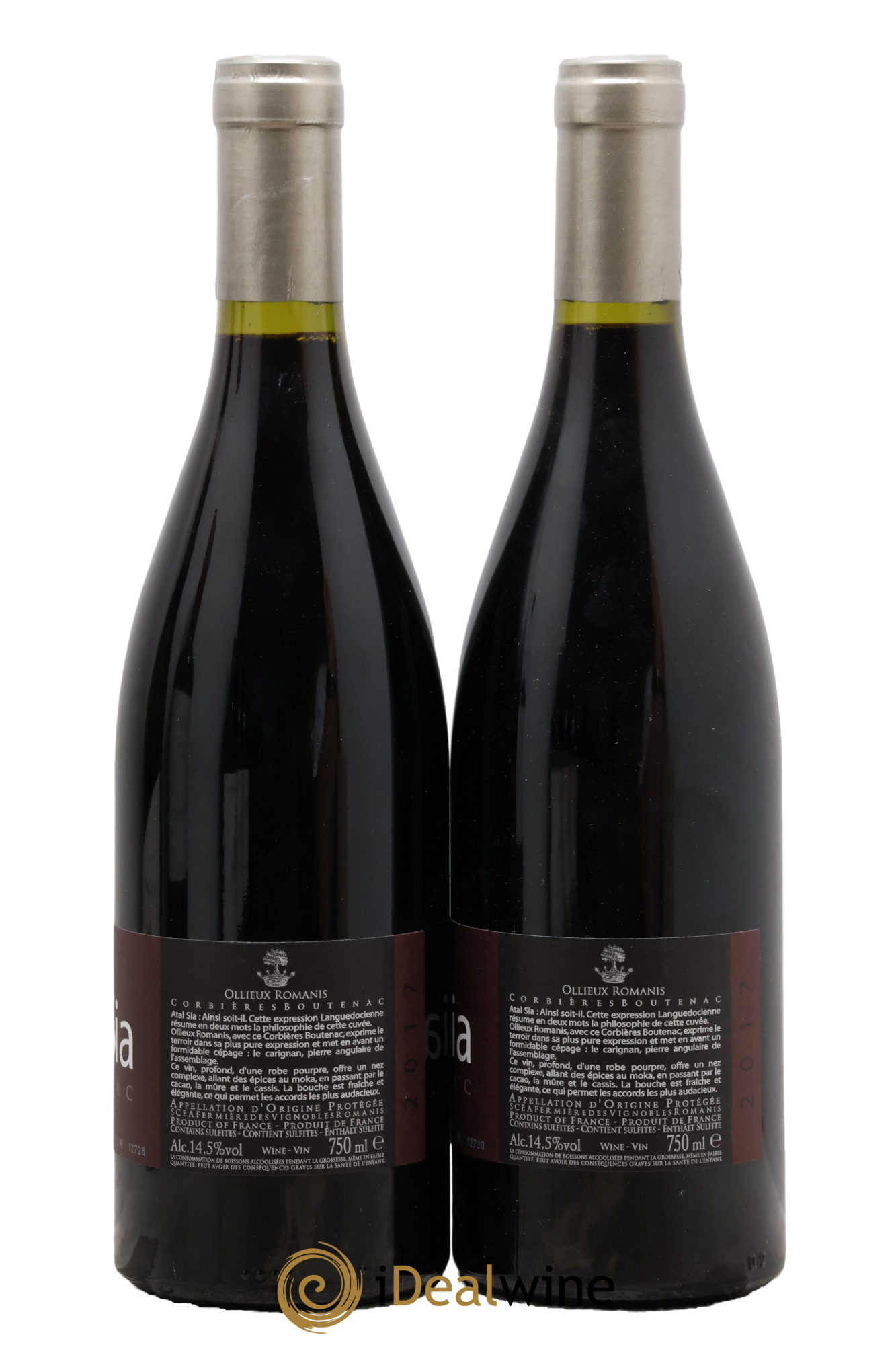 Corbières Boutenac Atal Sia Domaine Ollieux Romanis 2017 - Lote de 2 botellas - 1