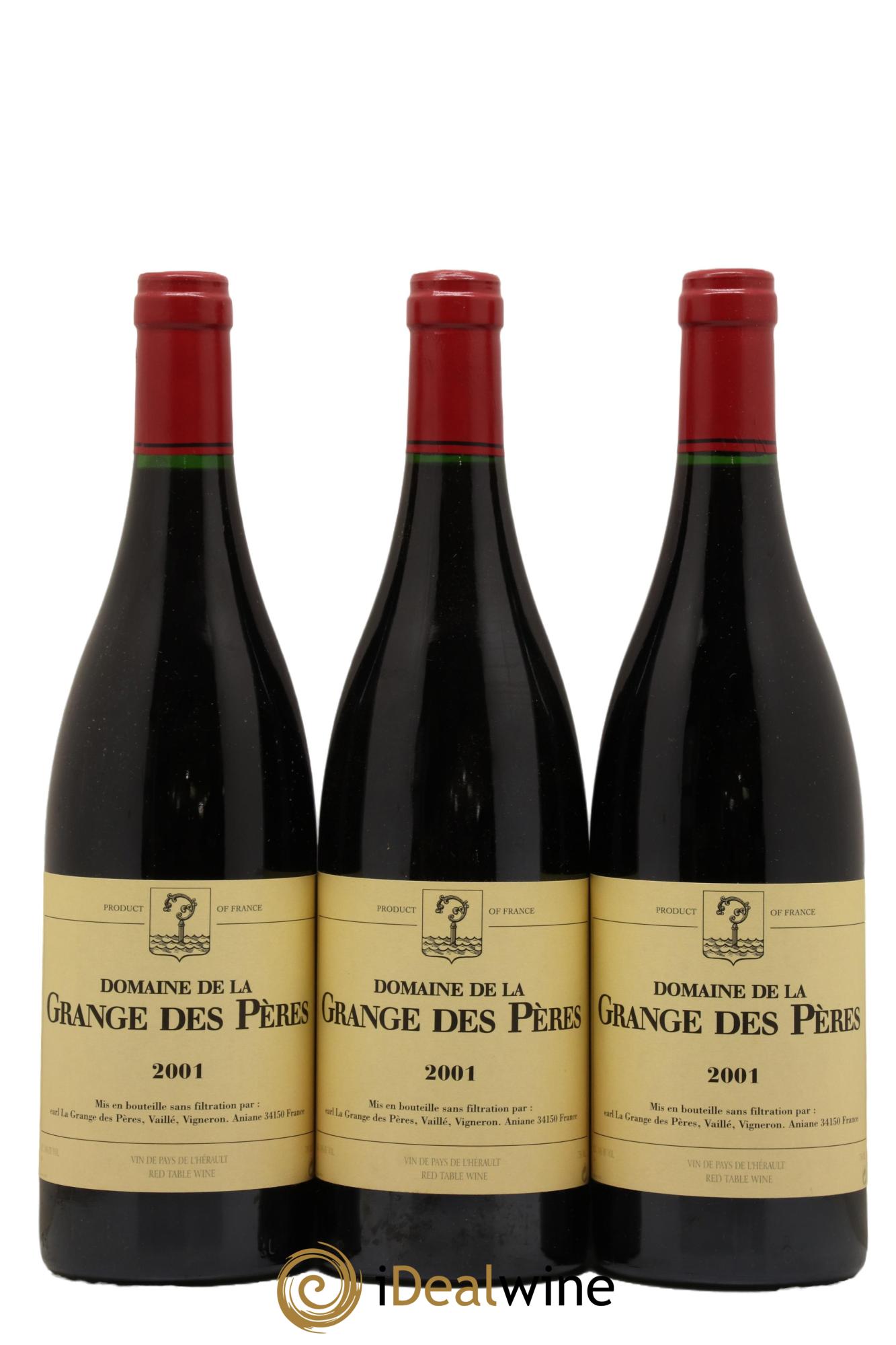 Pays d'Hérault Grange des Pères Laurent Vaillé 2001 - Lot de 3 bouteilles - 0
