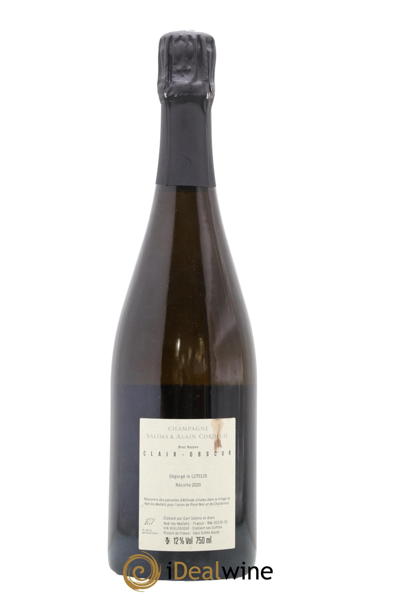 Brut Nature Clair Obscur Salima & Alain Cordeuil 2020 - Lotto di 1 bottiglia - 1