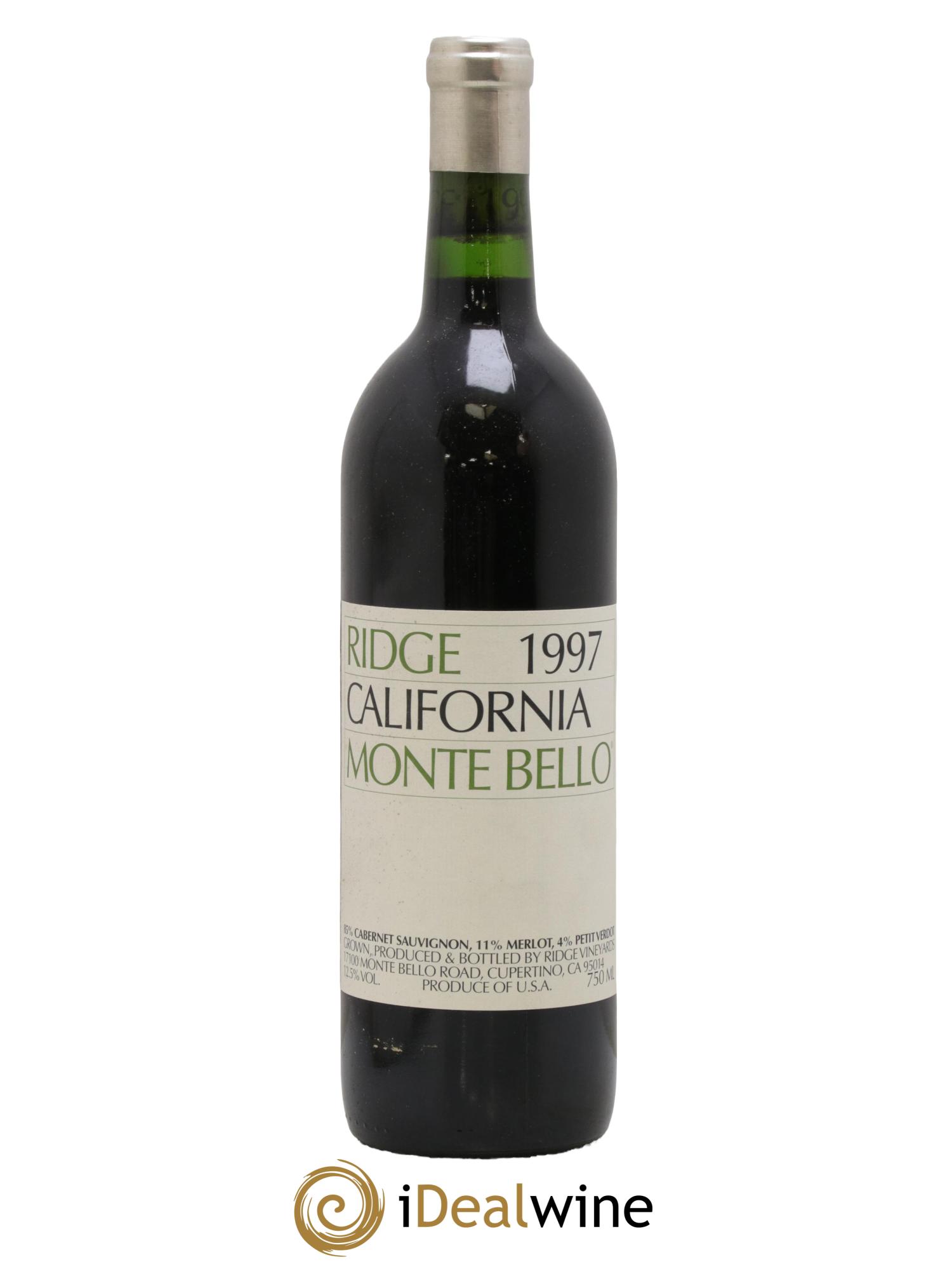 Santa Cruz Mountains Monte Bello Ridge Vineyards 1997 - Posten von 1 Flasche - 0