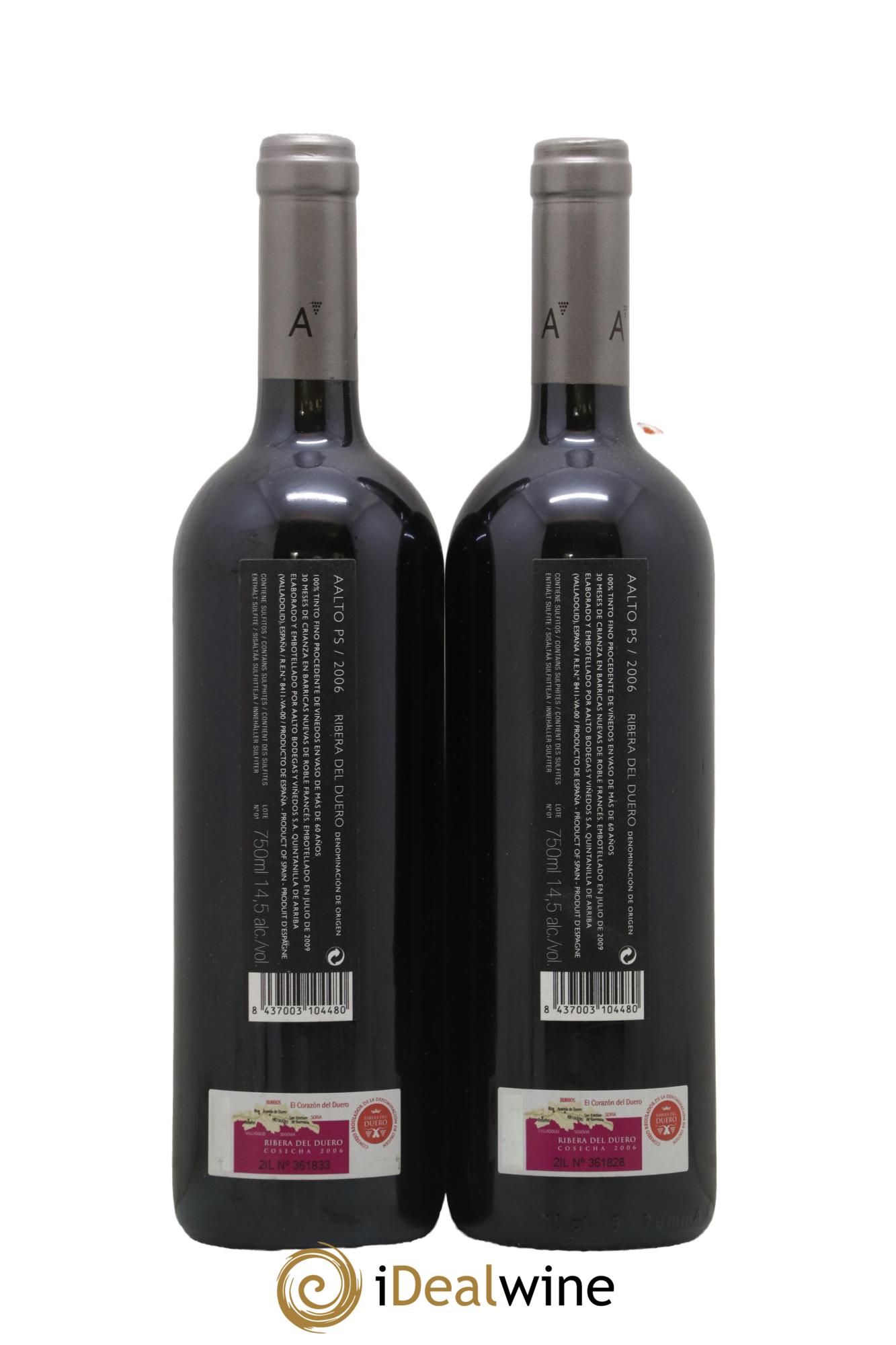 Ribera Del Duero DO Aalto PS Bodegas y Vinedos Aalto 2006 - Lot de 2 bouteilles - 1