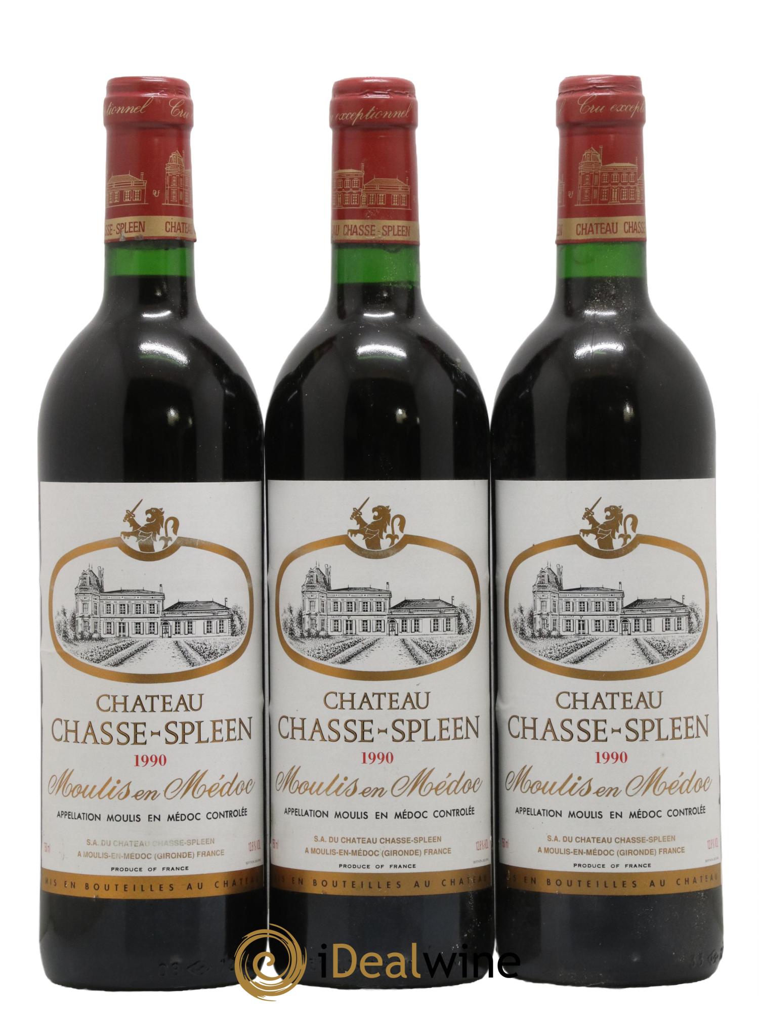 Château Chasse Spleen 1990 - Lot de 3 bouteilles - 0