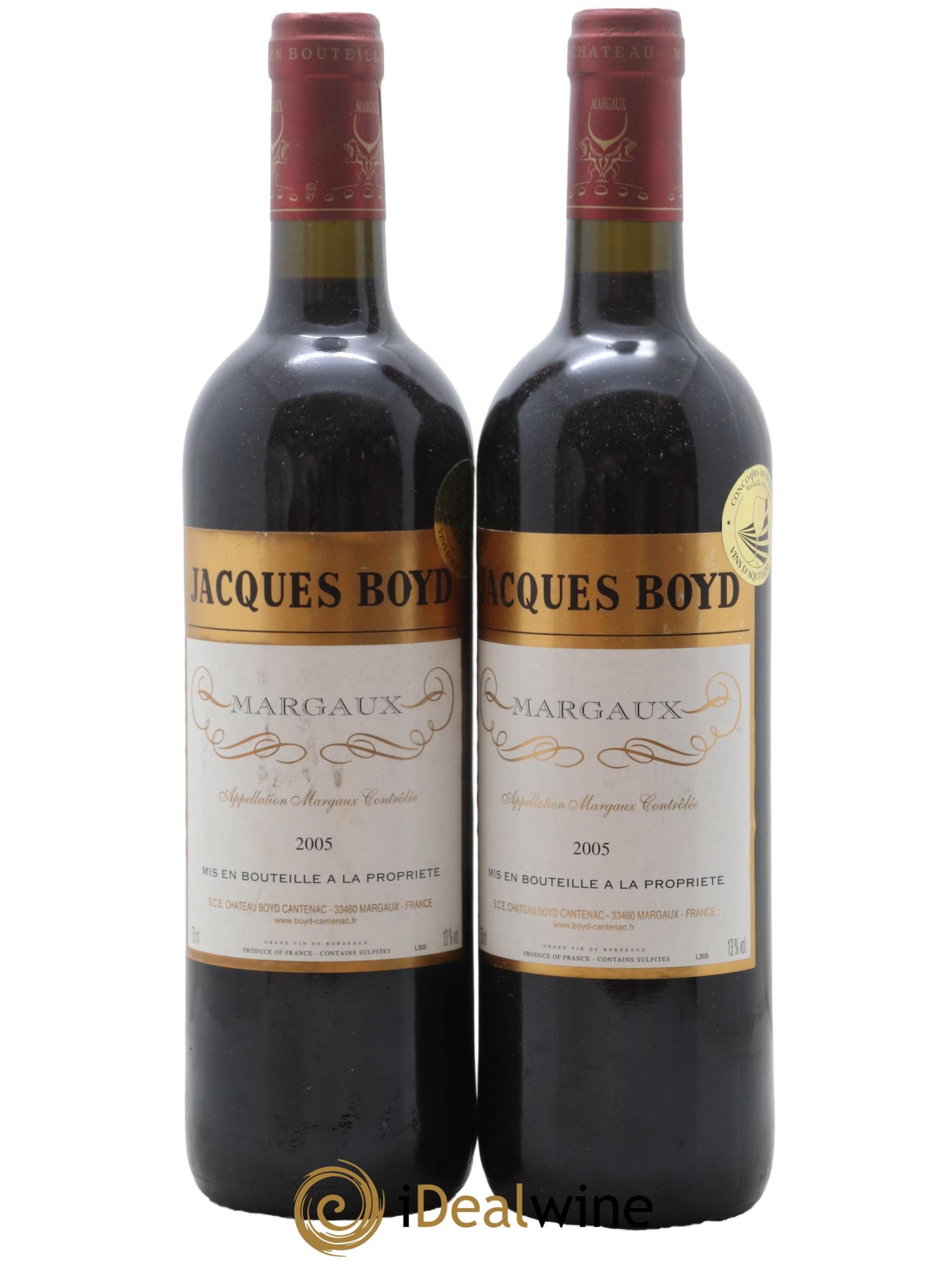 Bordeaux Margaux Jacques Boyd 2005 - Lot de 2 bouteilles - 0