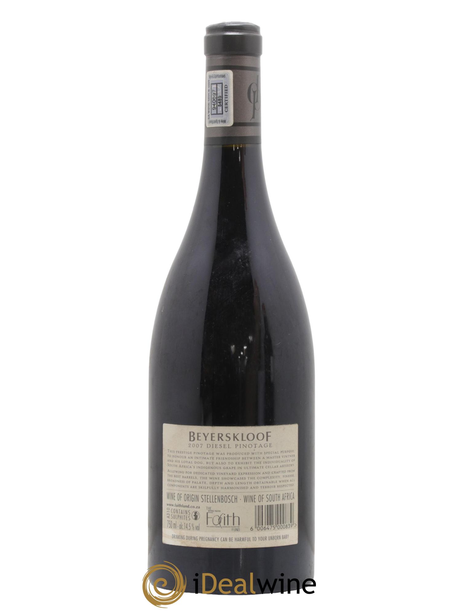 Afrique du Sud Beyerskloof Diesel Pinotage 2007 - Posten von 1 Flasche - 1