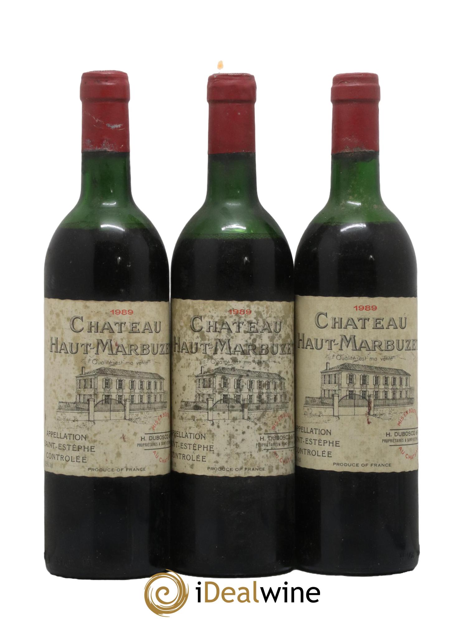 Château Haut Marbuzet 1989 - Lot de 3 bouteilles - 0