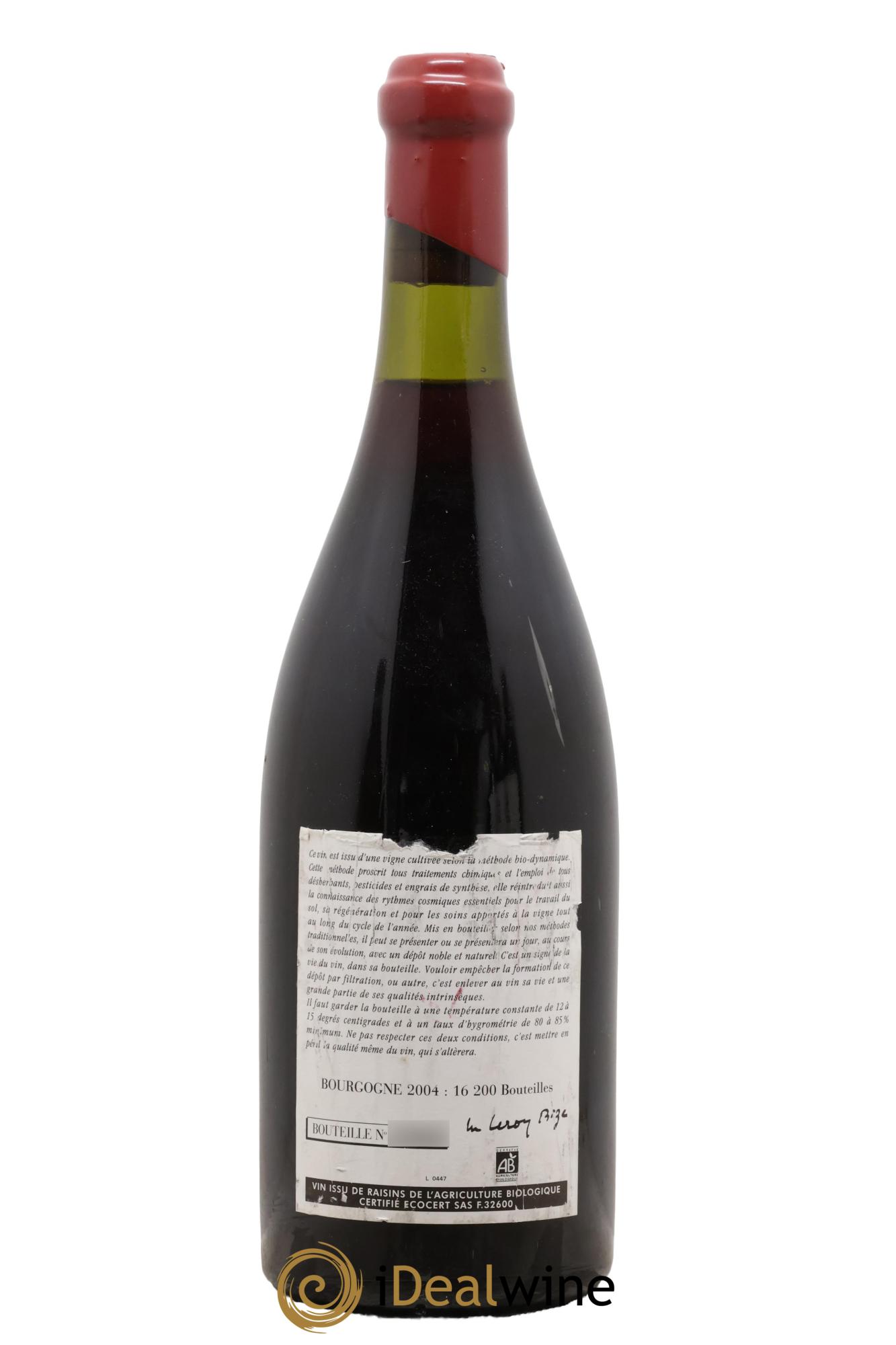 Bourgogne Leroy (Domaine) 2004 - Lot de 1 bouteille - 1
