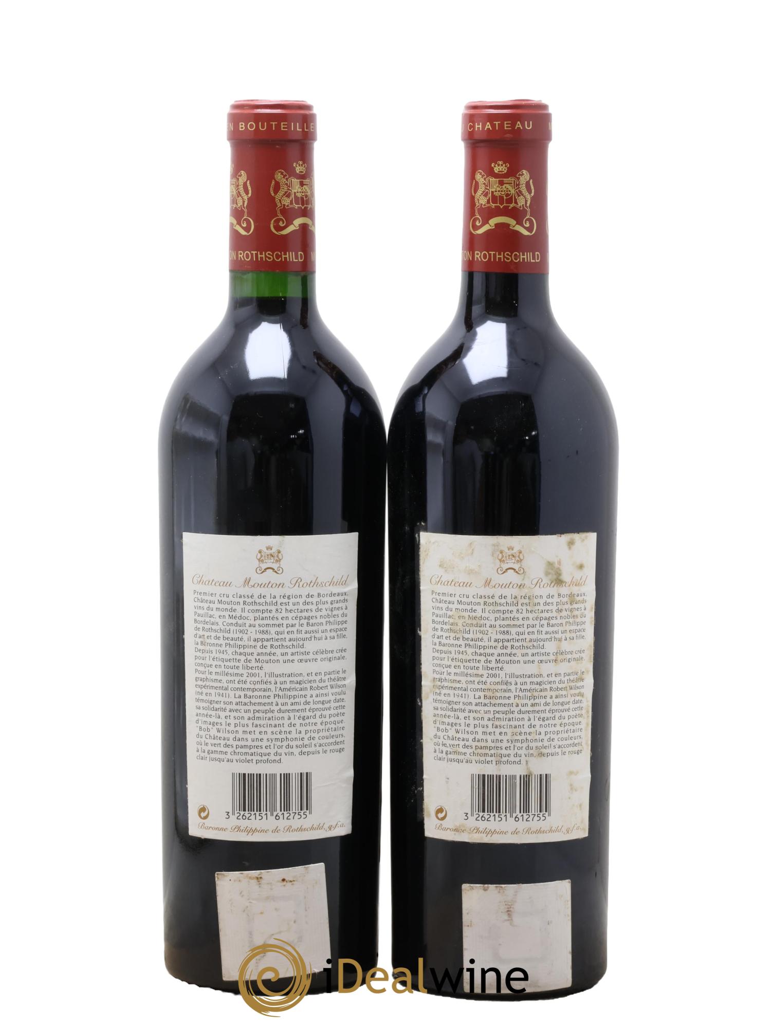 Château Mouton Rothschild 1er Grand Cru Classé 2001 - Lot de 2 bouteilles - 1