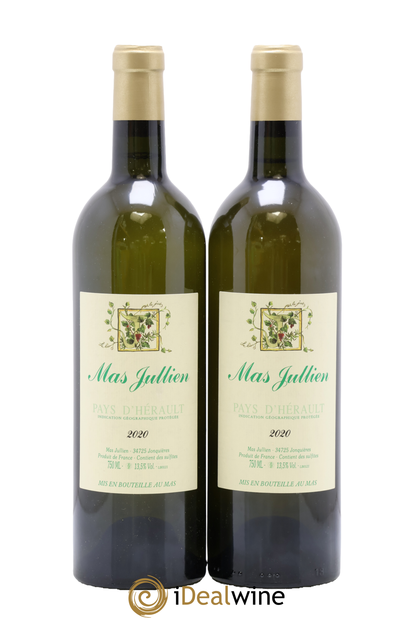 Pays d'Hérault Mas Jullien Olivier Jullien 2020 - Lot of 2 bottles - 0