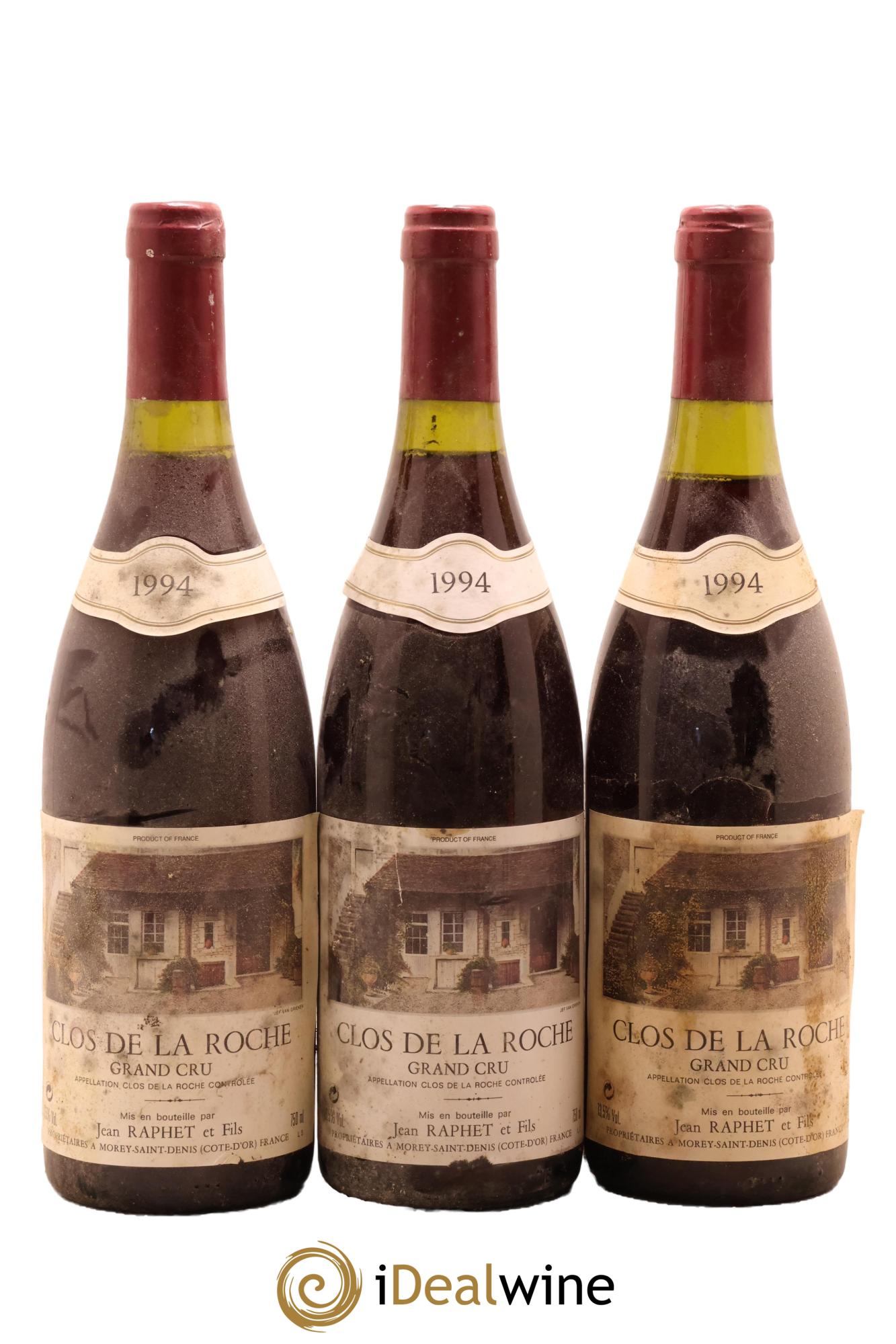 Clos de la Roche Grand Cru Jean Raphet & Fils 1994 - Lot de 3 bouteilles - 0