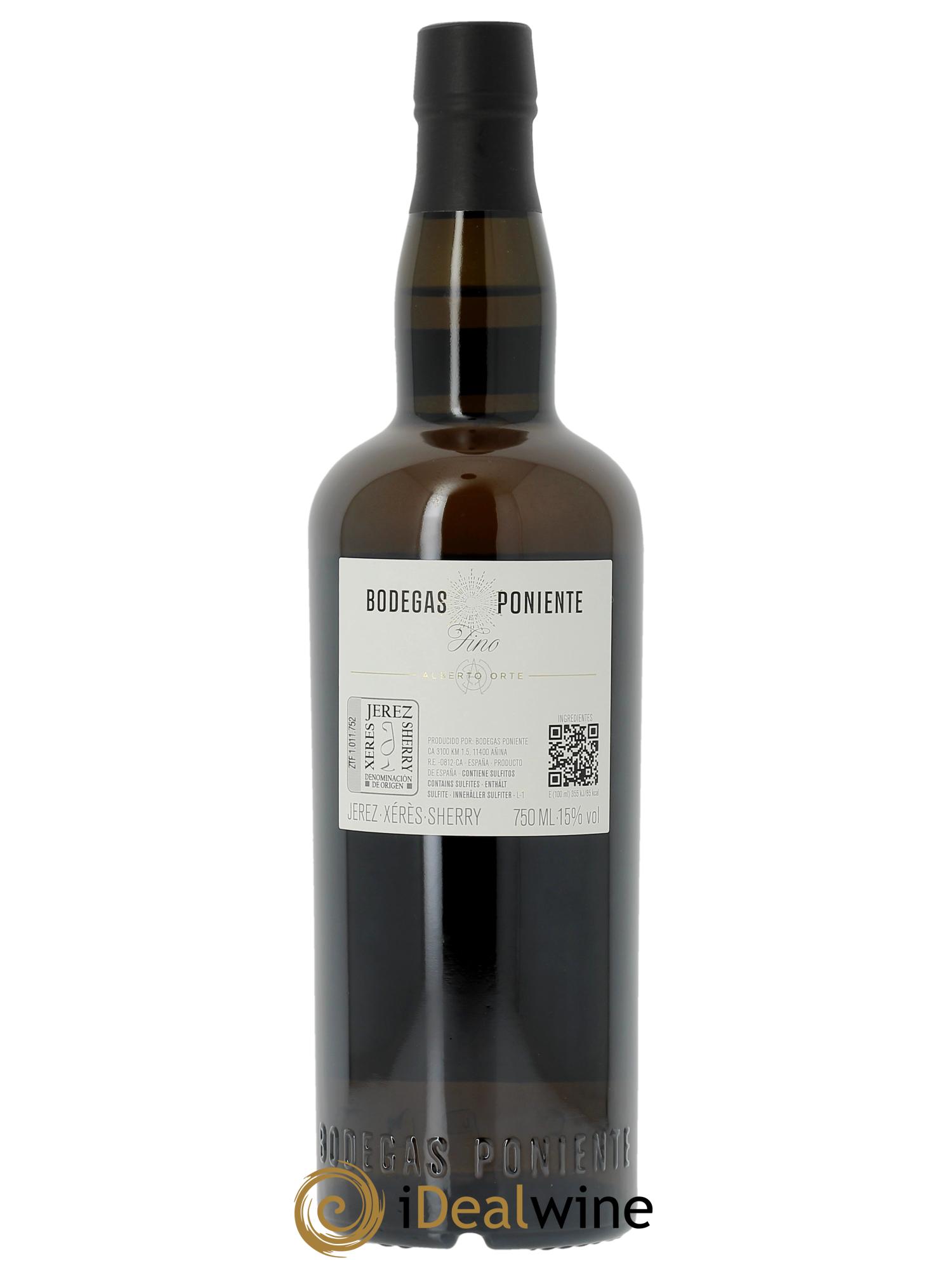 Jerez Fino Saca 1/24 Bodegas Poniente Alberto Orte  - Lot de 1 bouteille - 1