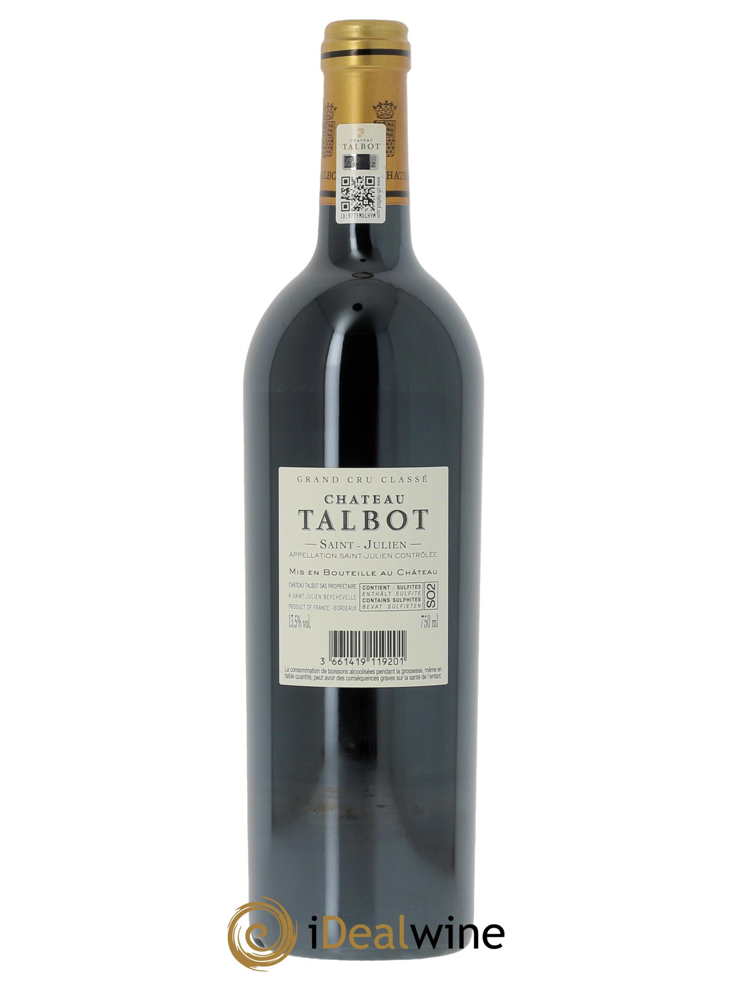 Château Talbot 4ème Grand Cru Classé (Original-holzkiste ab 6 Fl.) 2019 - Posten von 1 Flasche - 1
