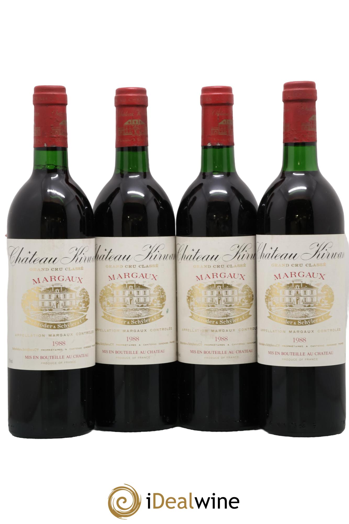 Château Kirwan 3ème Grand Cru Classé 1988 - Posten von 4 Flaschen - 0