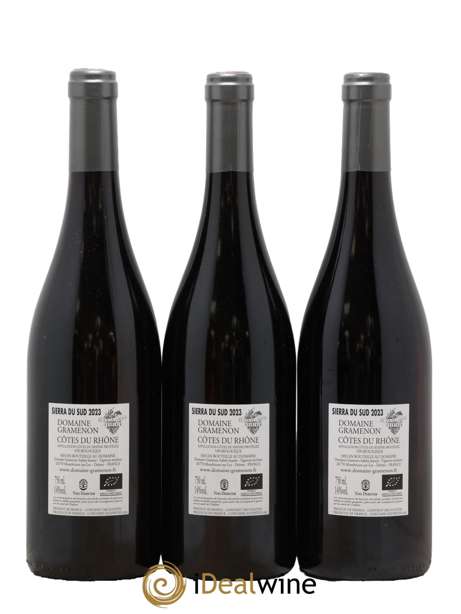 Côtes-du-Rhône Sierra du Sud Gramenon (Domaine) 2023 - Lot de 3 bouteilles - 1