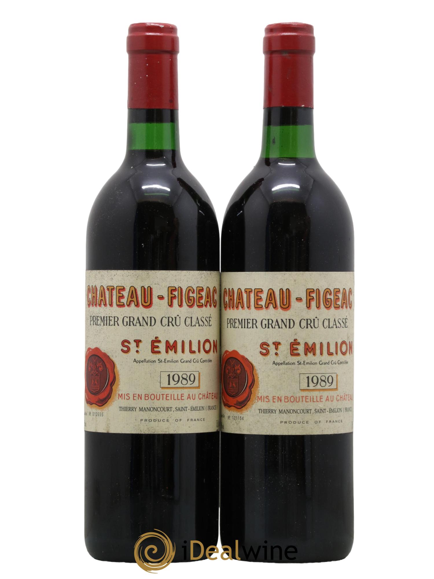 Château Figeac 1er Grand Cru Classé A 1989 - Lot de 2 bouteilles - 0