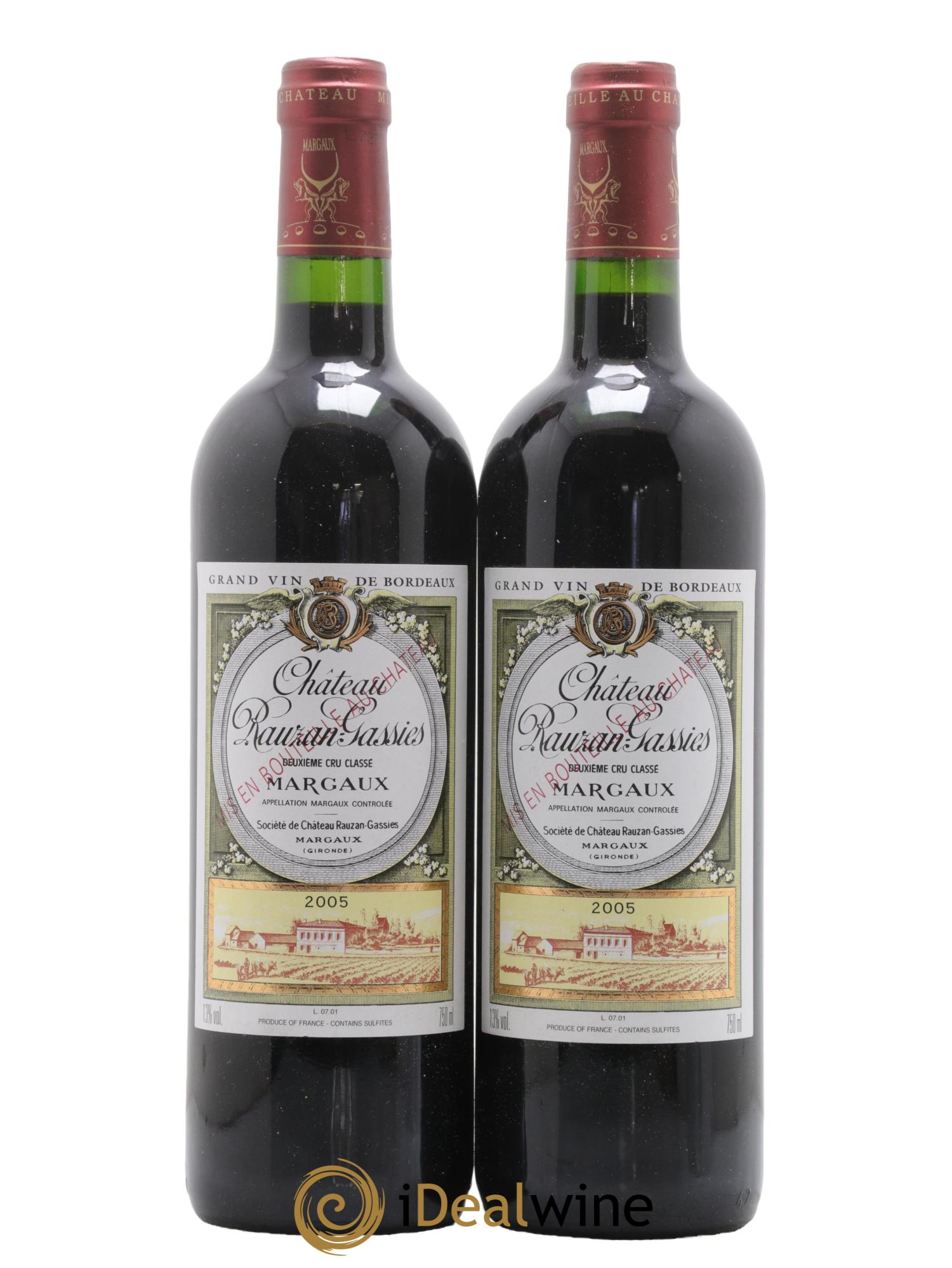 Château Rauzan-Gassies 2ème Grand Cru Classé 2005 - Lotto di 2 bottiglie - 0