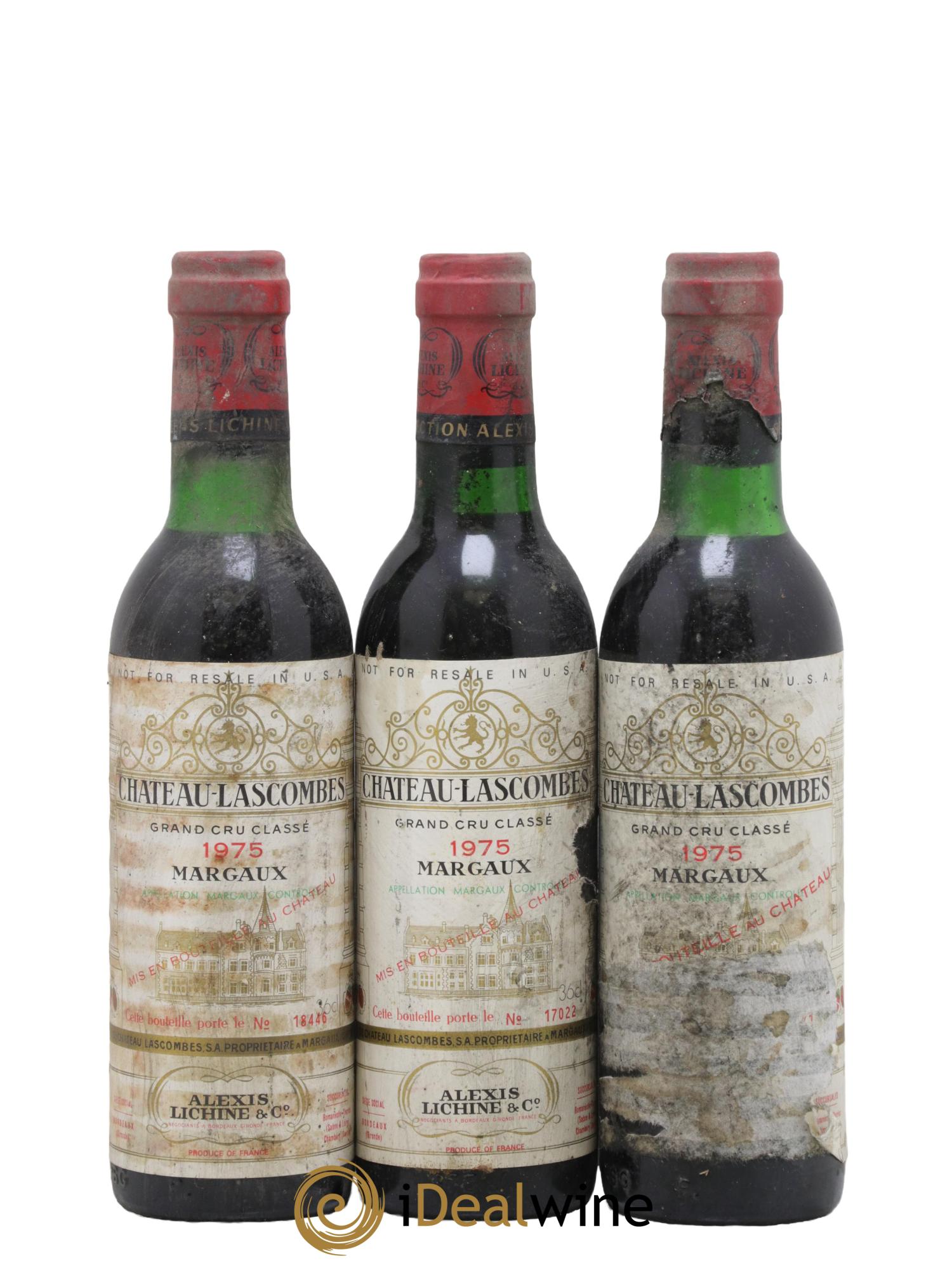 Château Lascombes 2ème Grand Cru Classé 1975 - Lot de 3 demi bouteilles - 0
