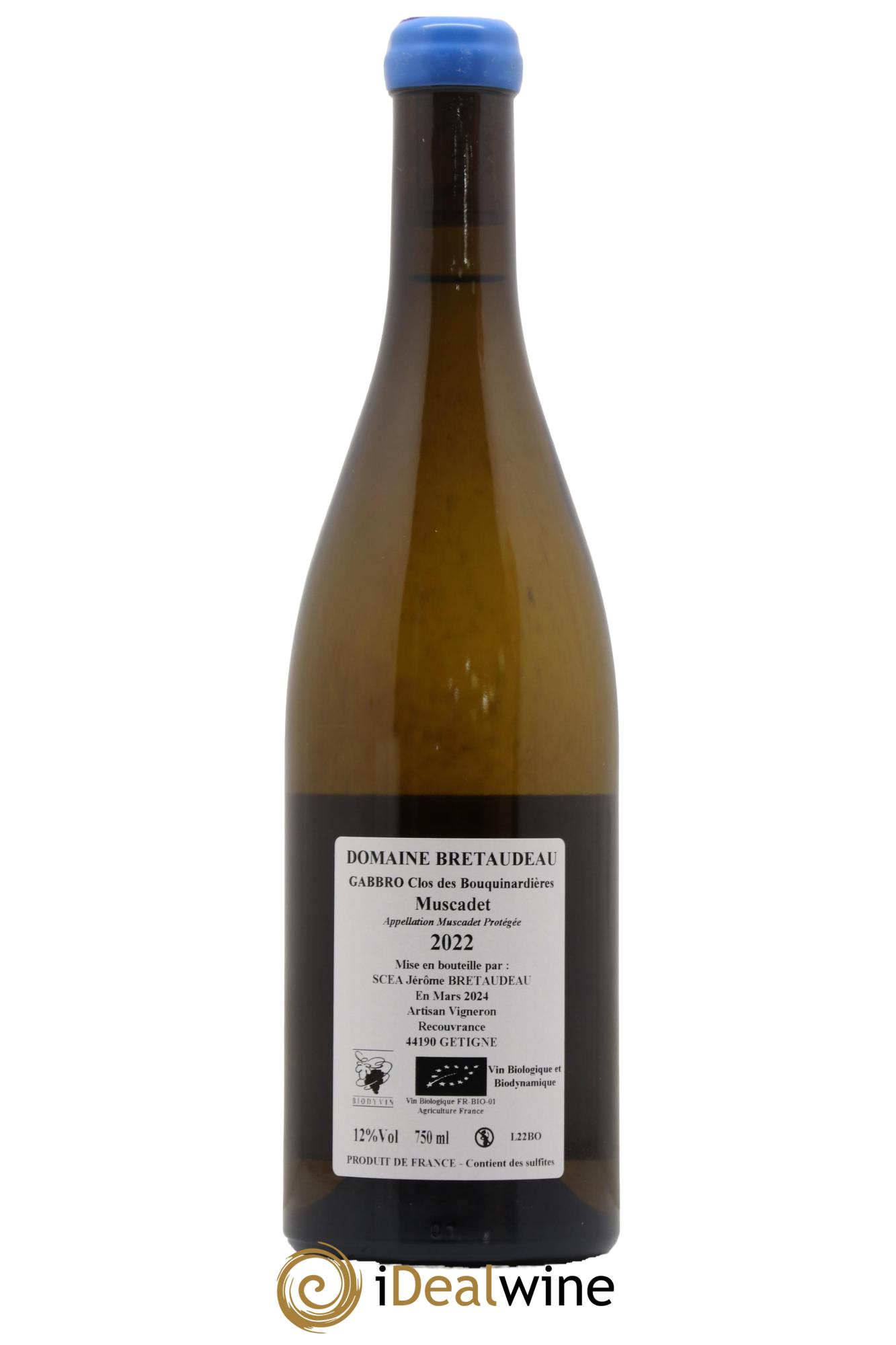 Muscadet-Sèvre-et-Maine Gabbro Clos des Bouquinardières Jérôme Bretaudeau - Domaine de Bellevue 2022 - Lot de 1 bouteille - 1