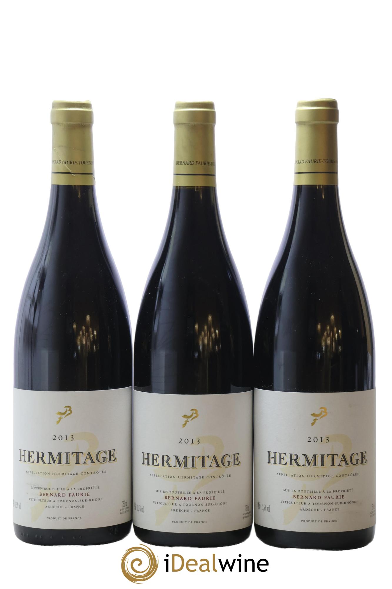 Hermitage Bessards Méal (capsule dorée) Bernard Faurie 2013 - Lot of 3 bottles - 0