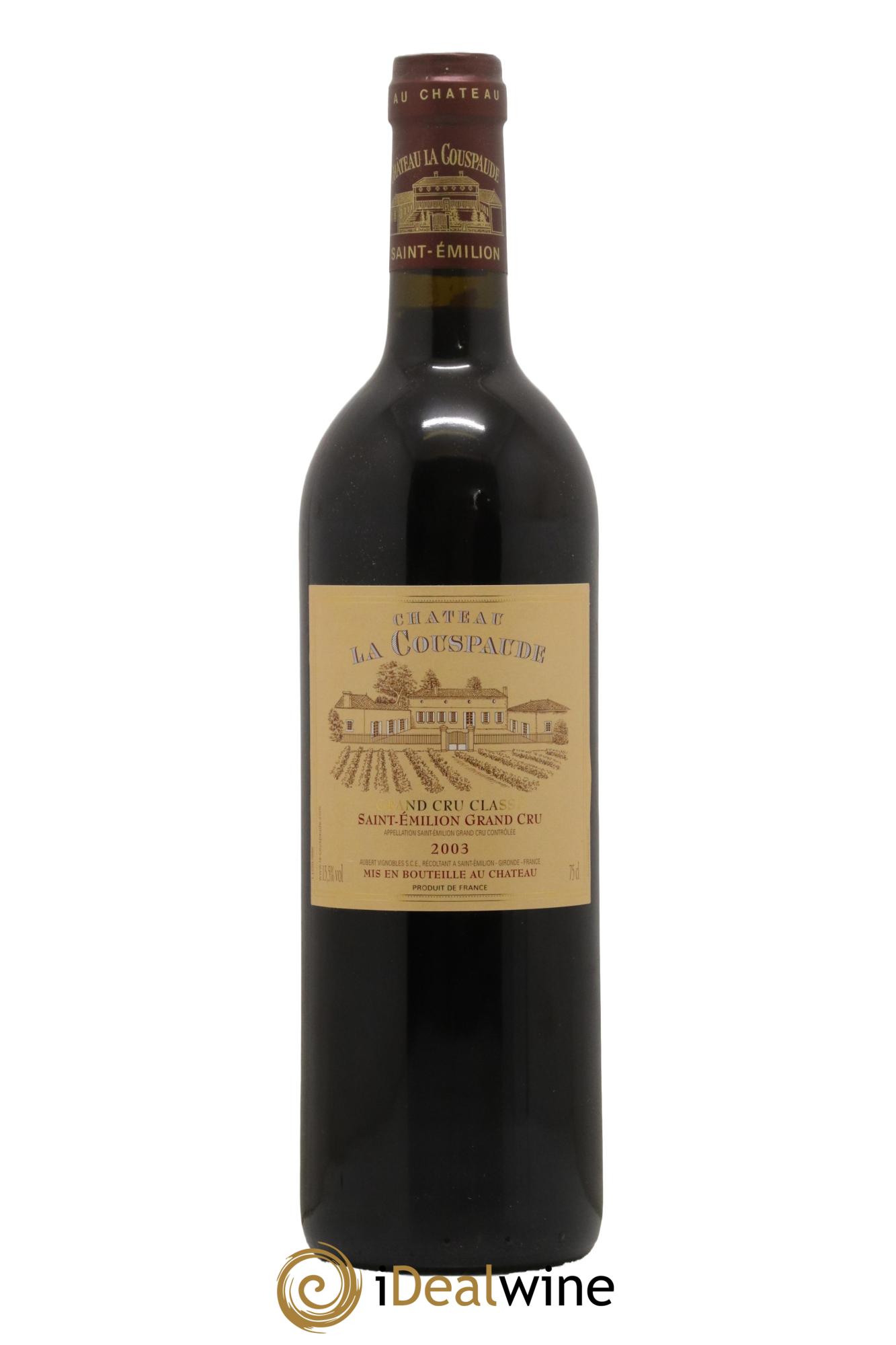 Château la Couspaude Grand Cru Classé 2003 - Lot de 1 bouteille - 0