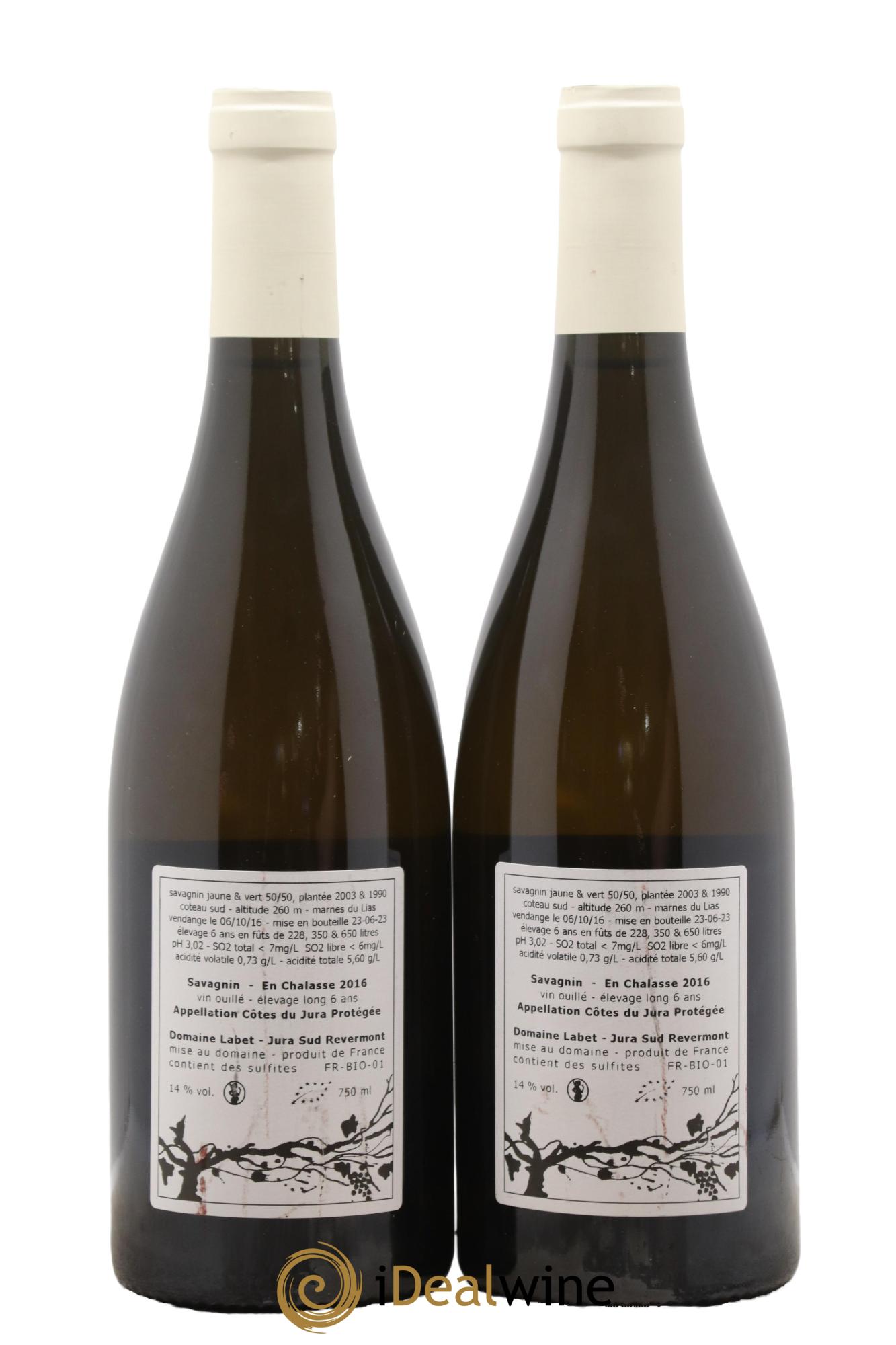 Côtes du Jura Savagnin en Chalasse Elevage Long Romain - Julien - Charline Labet 2016 - Lot de 2 bouteilles - 1