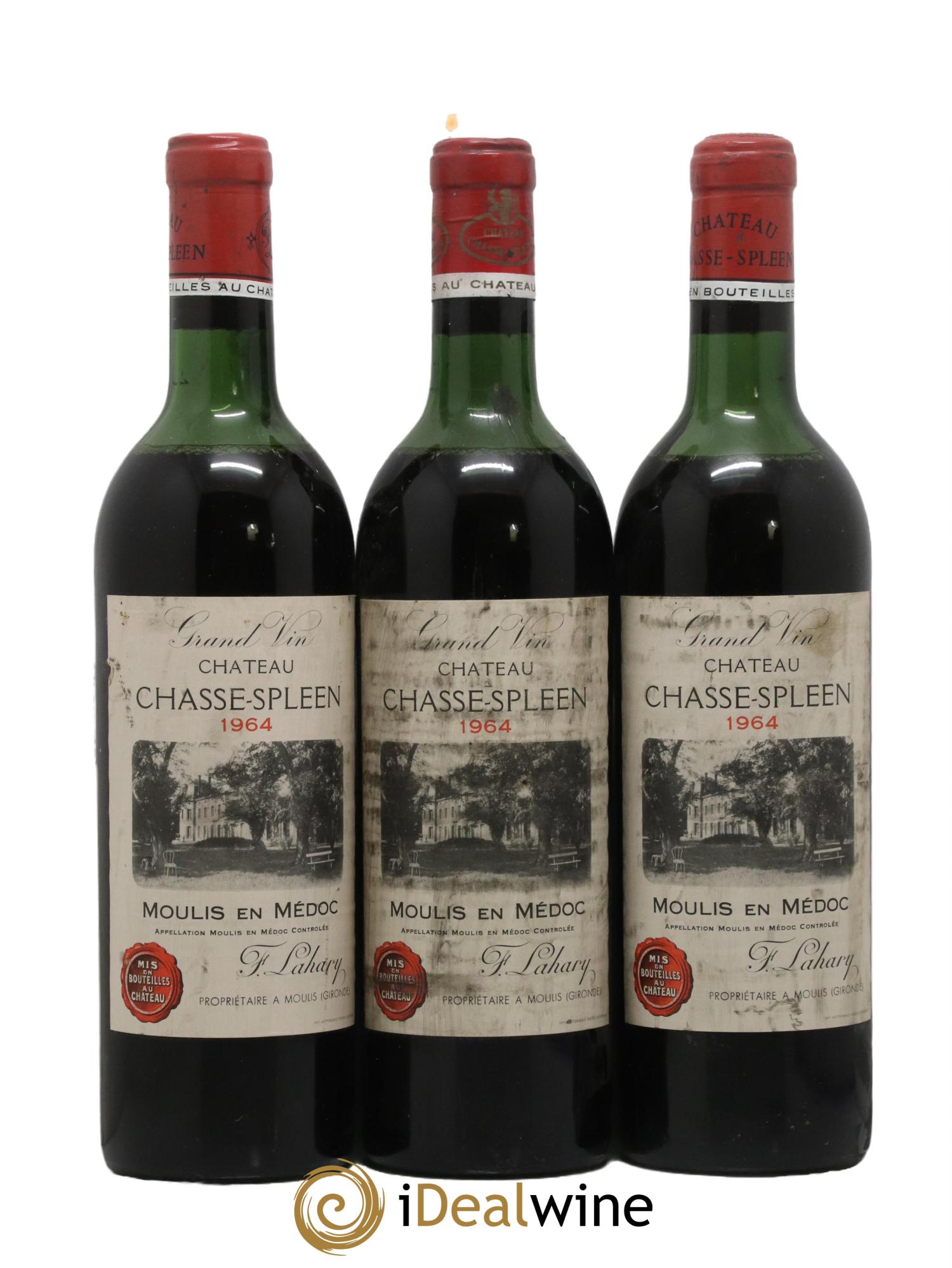 Château Chasse Spleen 1964 - Lot de 3 bouteilles - 0
