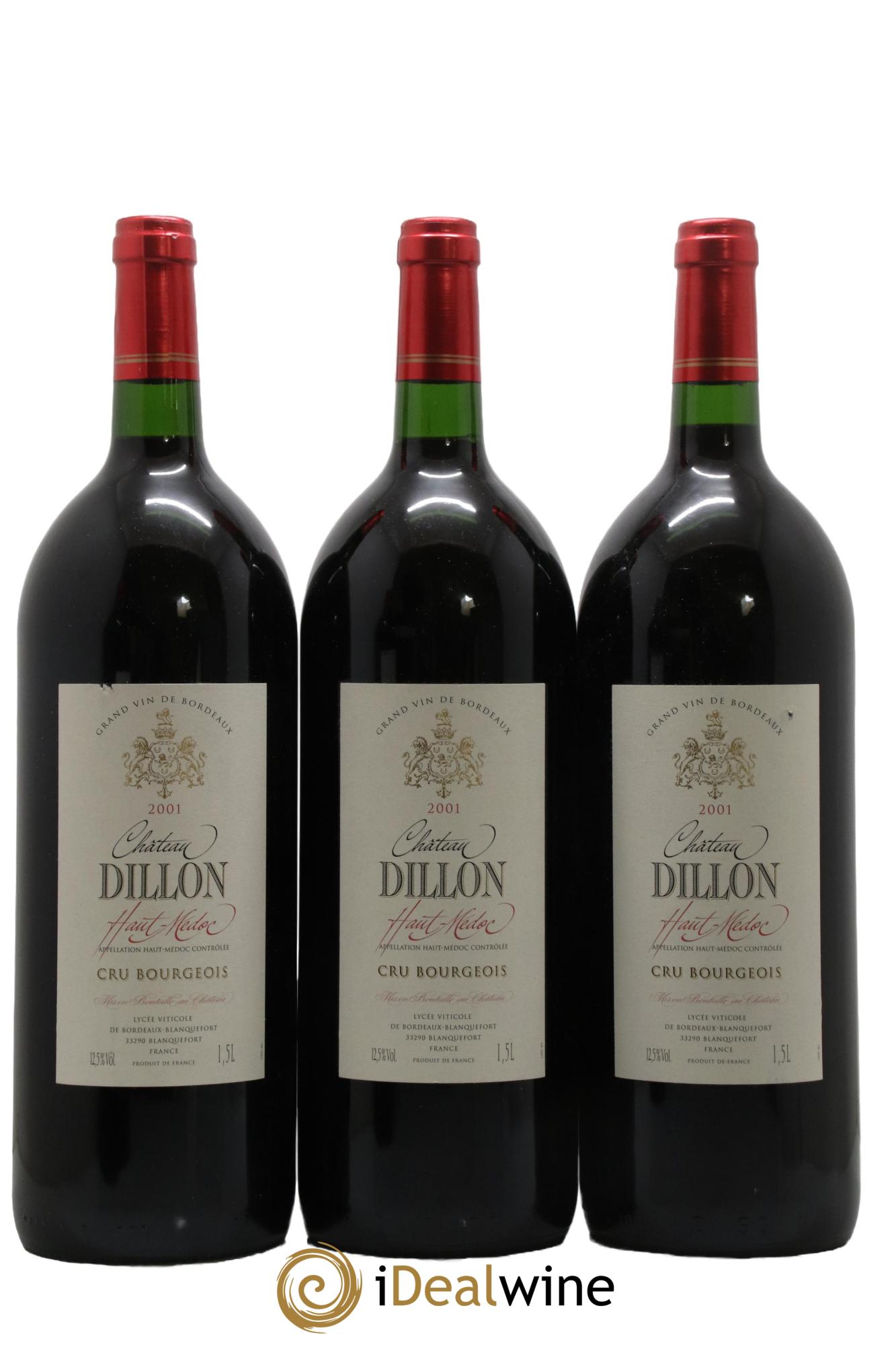 Château Dillon Cru Bourgeois 2001 - Lot de 3 magnums - 0